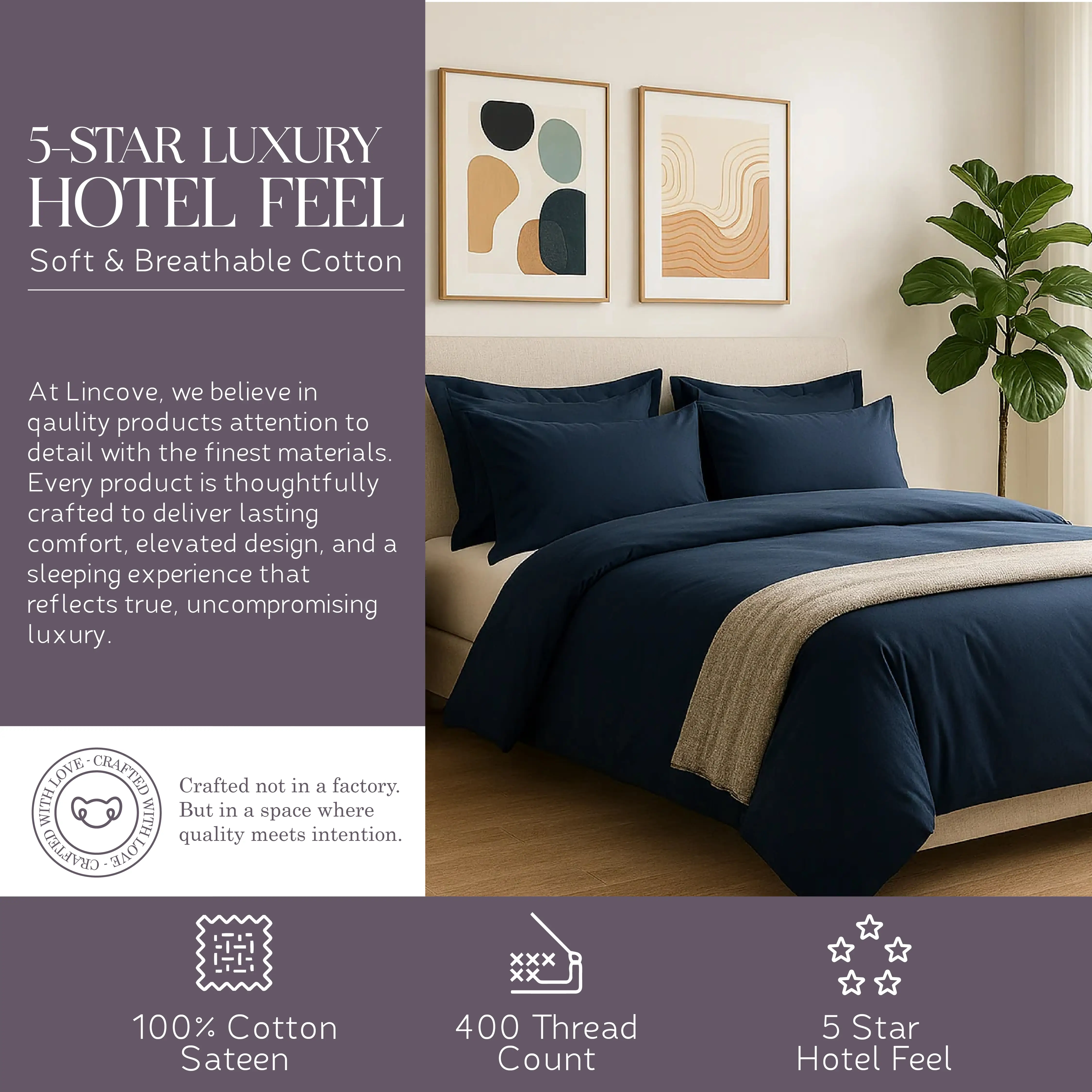 100% Cotton Duvet Cover Set, Blue - Classic Hotel Collection - Image 4