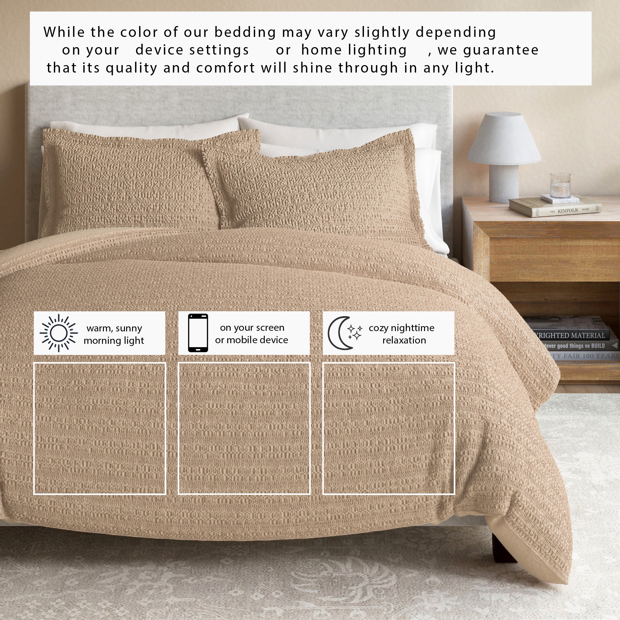 100% Cotton Honeycomb Waffle Duvet Set - Mattea Collection - Image 18