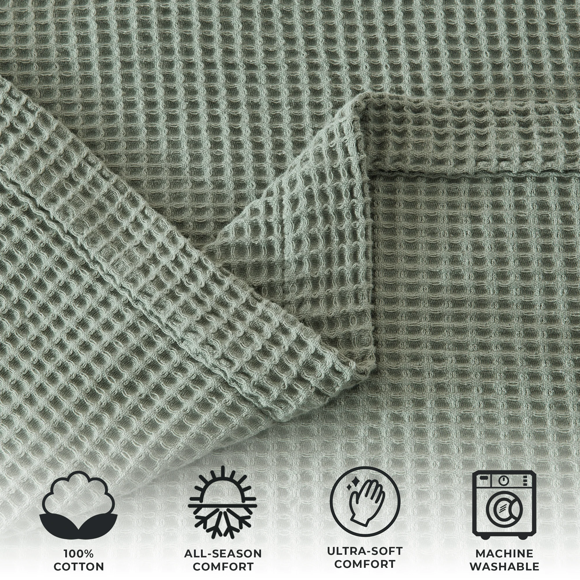 100% Cotton Waffle Weave Blanket - Mikala Collection - Image 54