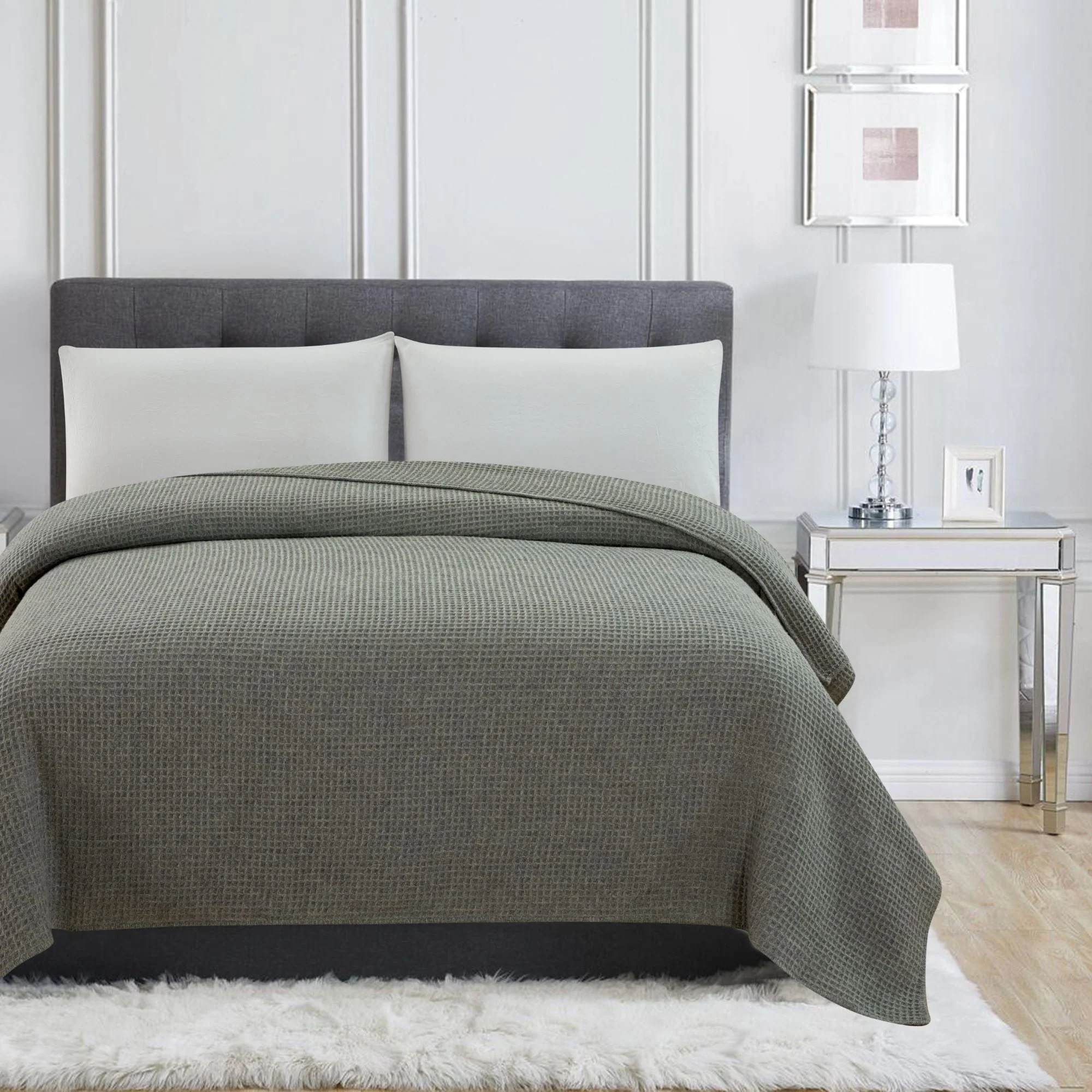 100% Merino Wool Waffle Weave Blanket - Image 9
