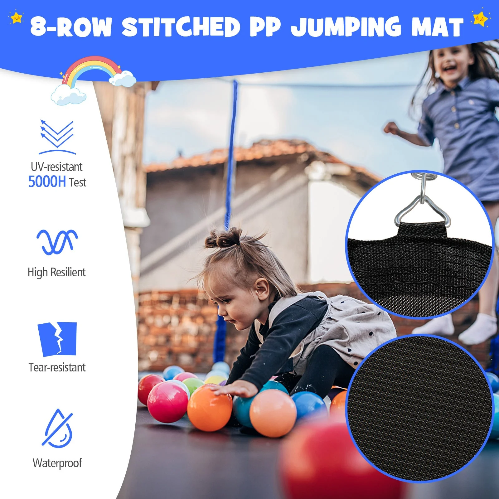 12/14/15/16 Feet Outdoor Recreational Trampoline with Enclosure Net-12 ft - Image 7