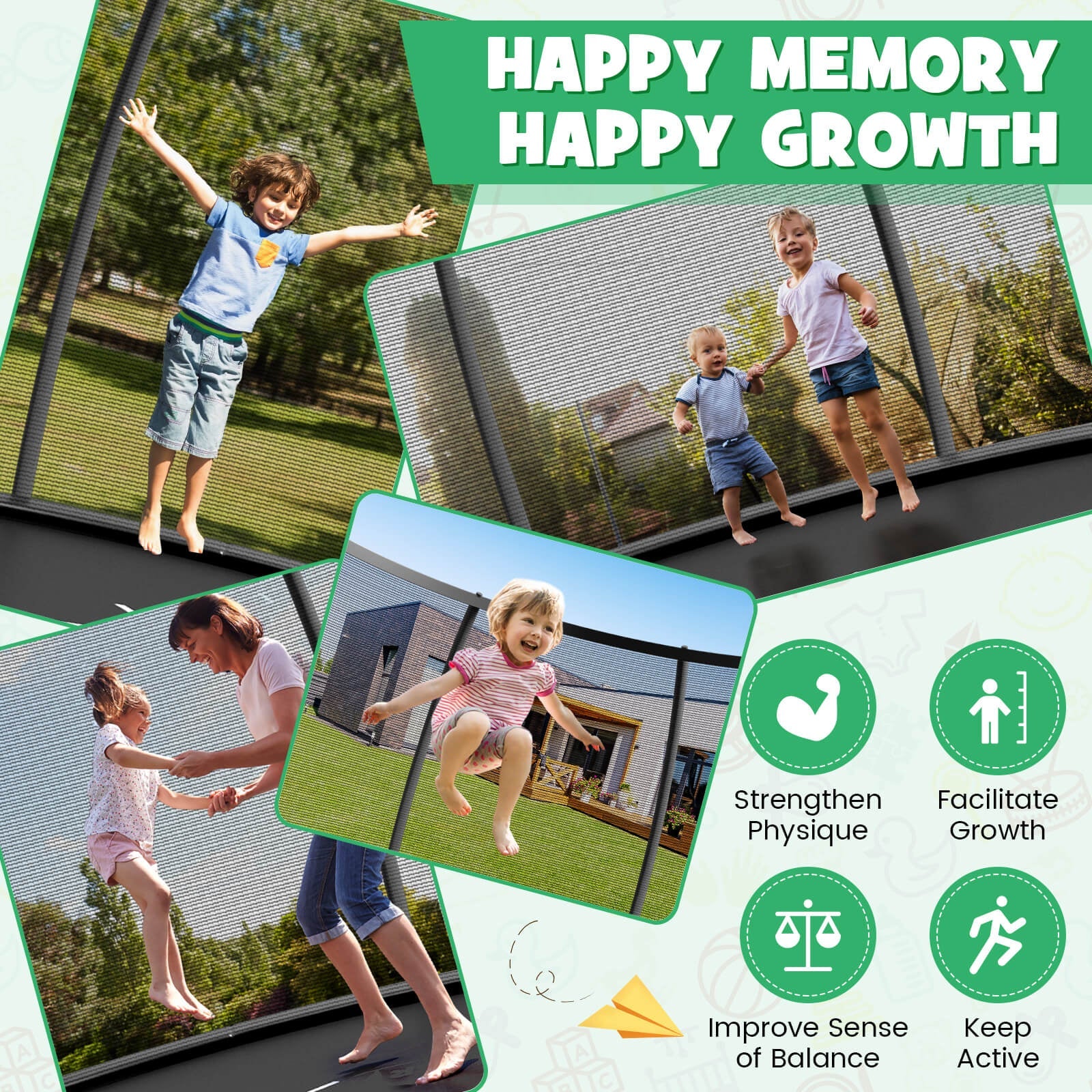 12FT ASTM Approved Recreational Trampoline with Ladder-Black - Image 5