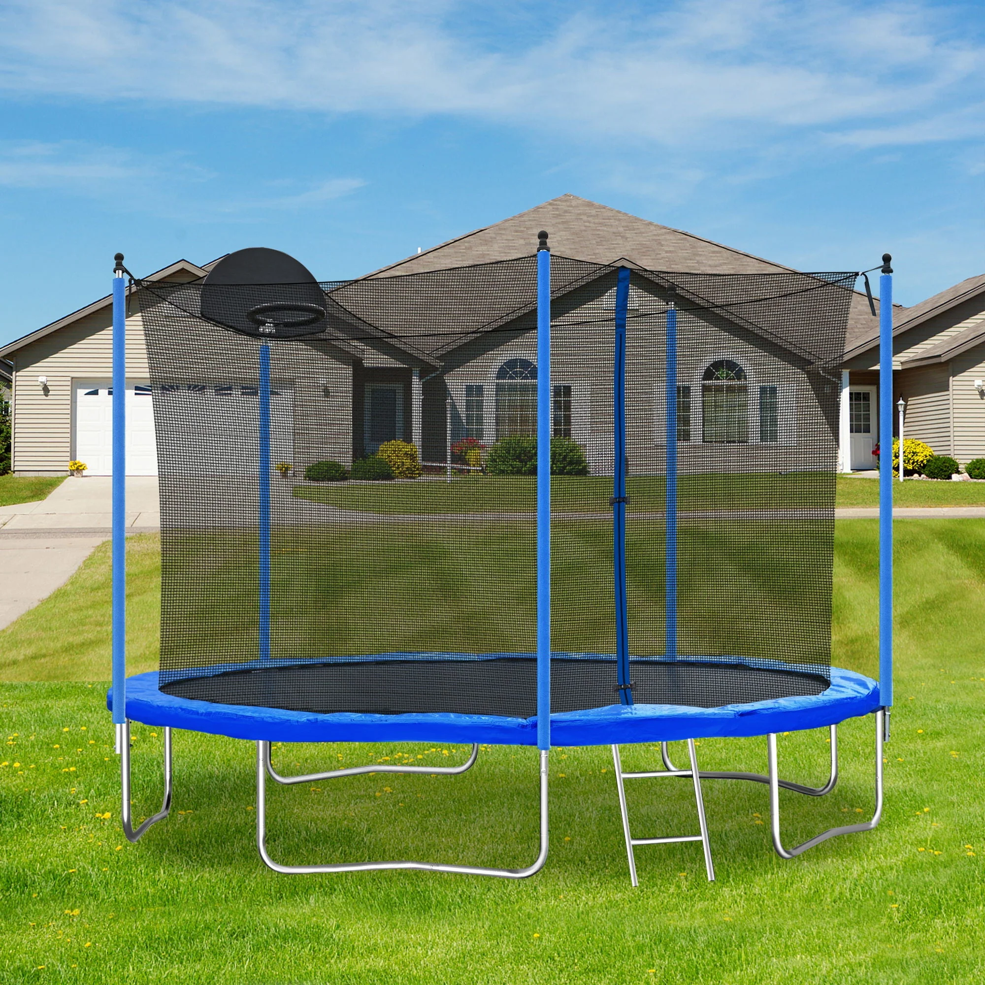 12Ft Trampoline For Adults & Kids With Basketball Hoop, Outdoor - Image 4