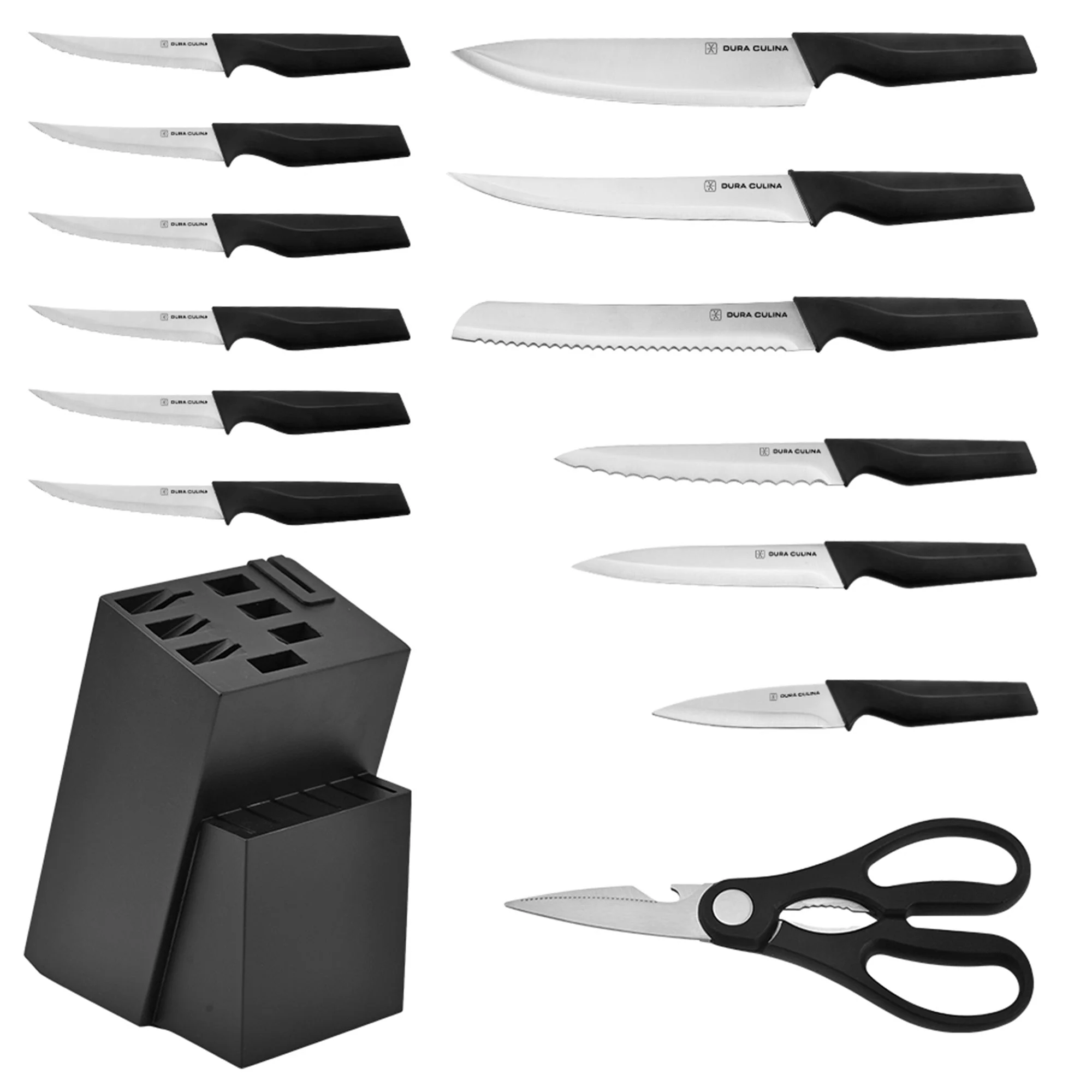14-Piece Knife Block Set - Black Wood Storage Block - Image 3