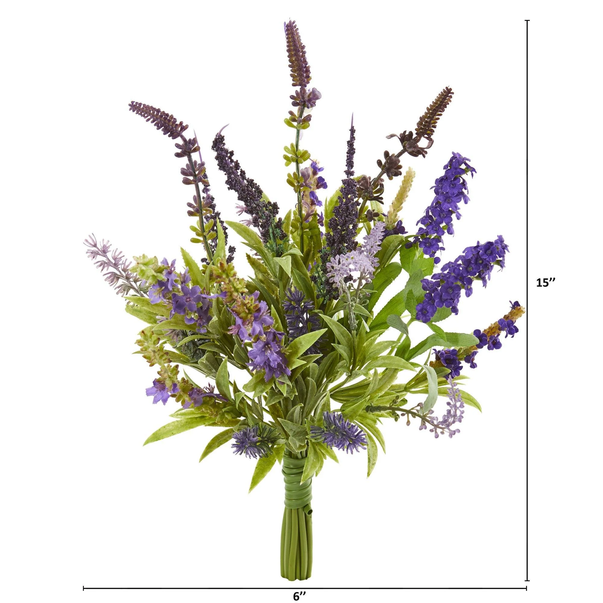 15” Lavender Artificial Flower Bouquet (Set of 3) - Image 2