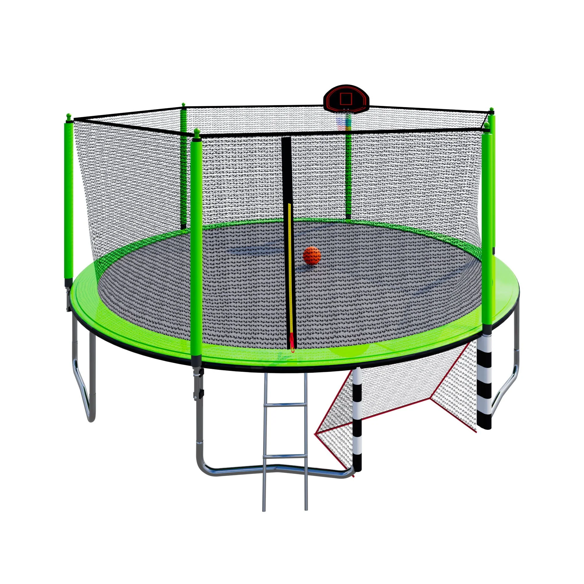 16Ft Trampoline With Basketball Hoop Pump, Ladder and Soccer Goal - Image 4