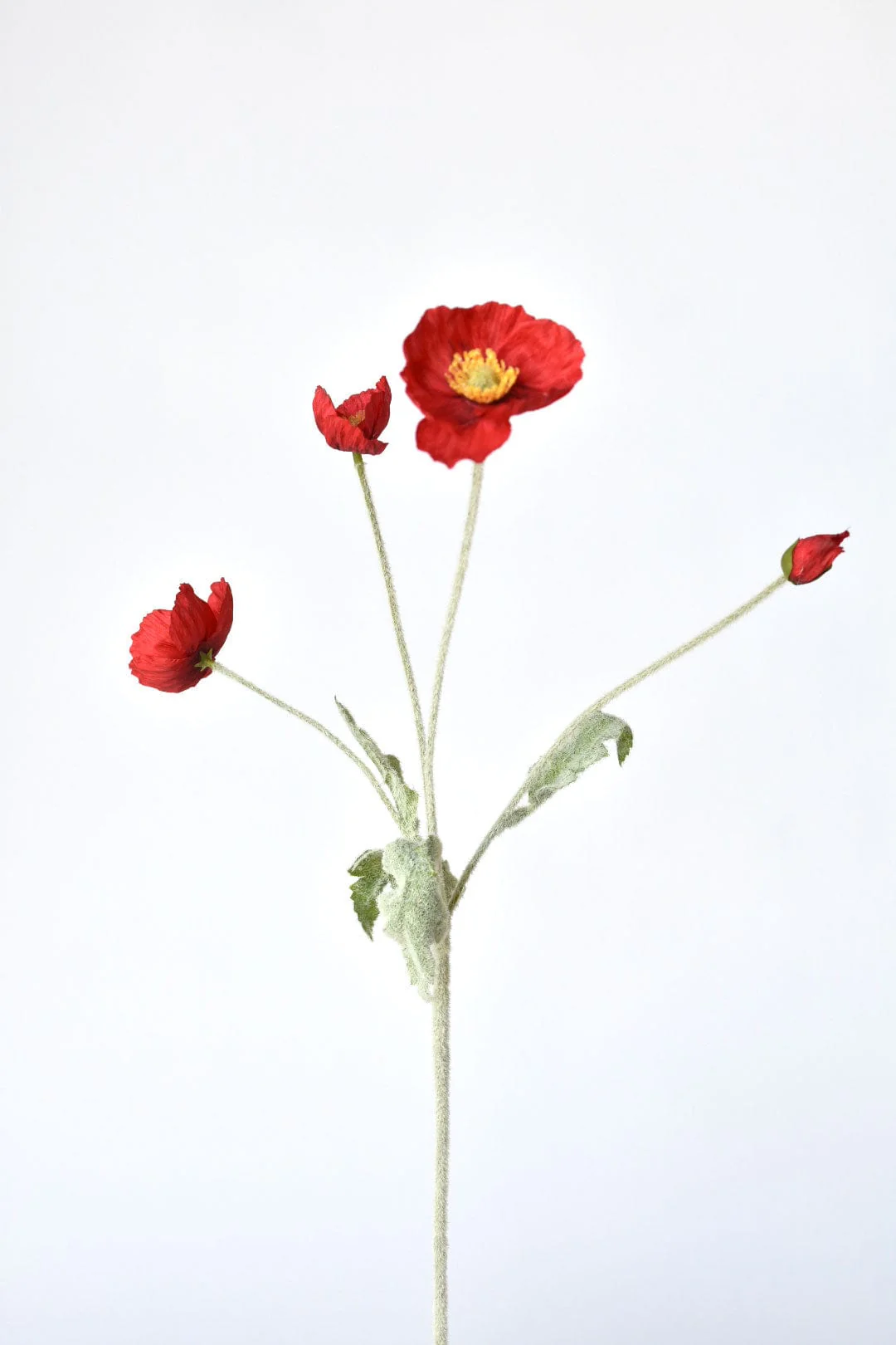 24" Faux Red Poppy Stem - Image 2
