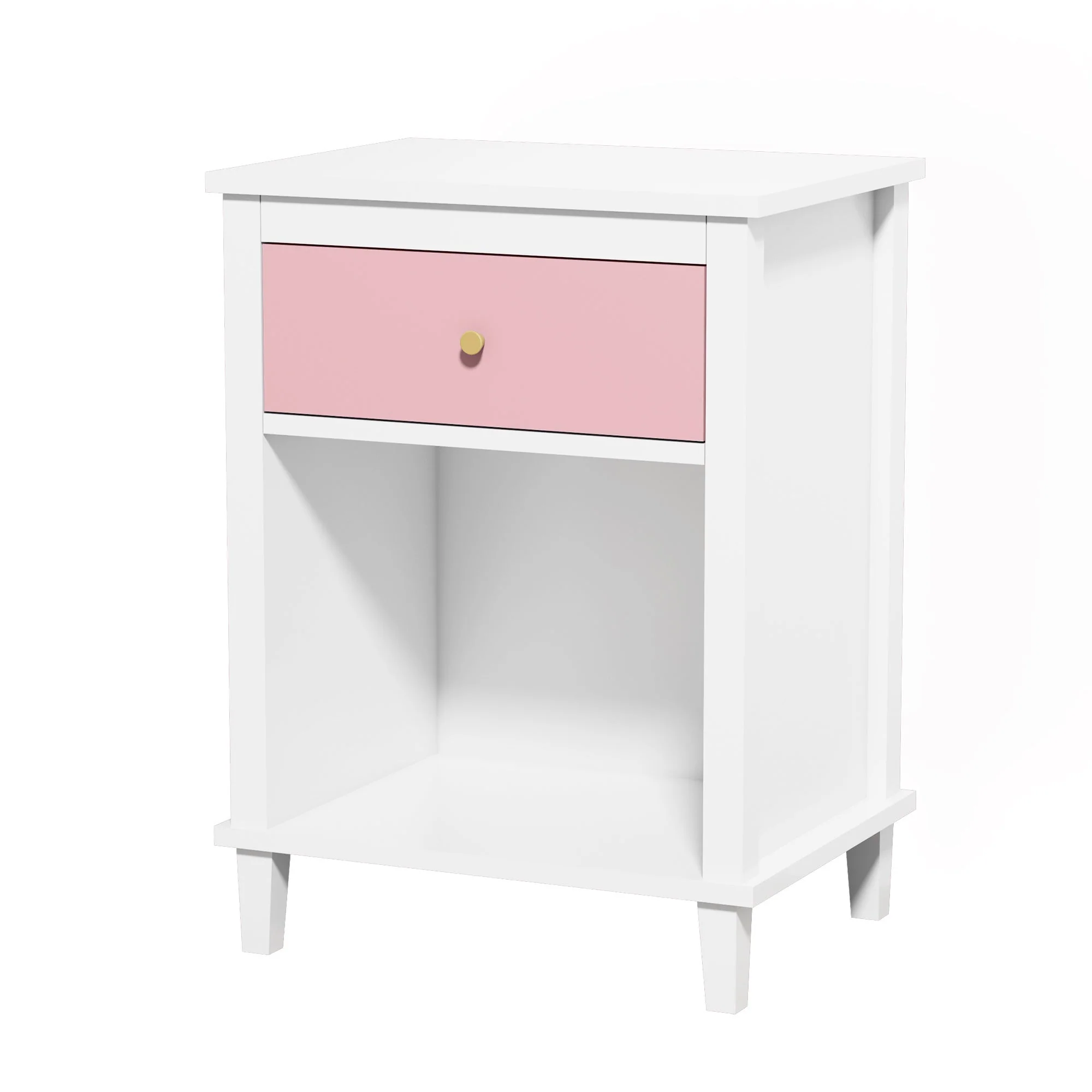 26.77''H Wooden Nightstand with One Drawer , Pink - Image 9