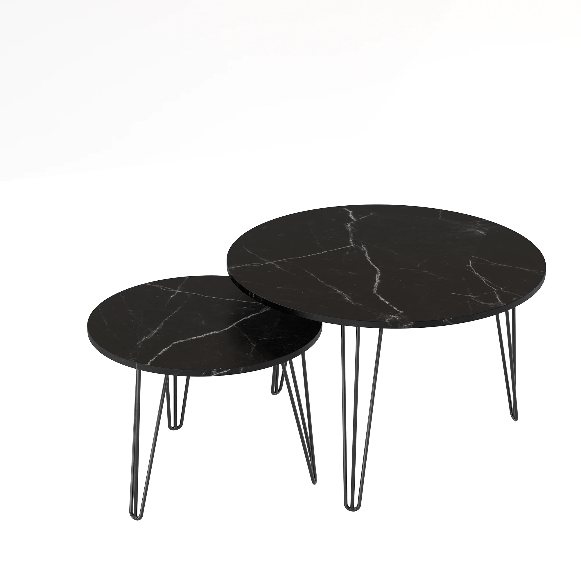 27.56'' Round Nesting Coffee Table Set of 2, End Table Set, Black - Image 17