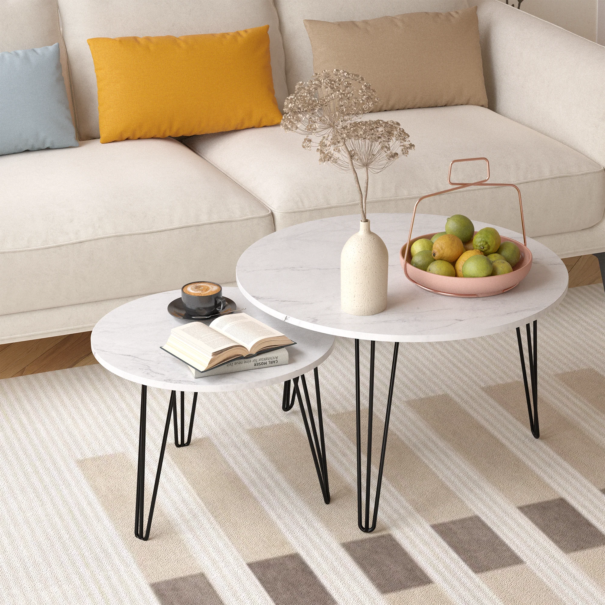 27.56'' Round Nesting Coffee Table Set of 2, White - Image 7