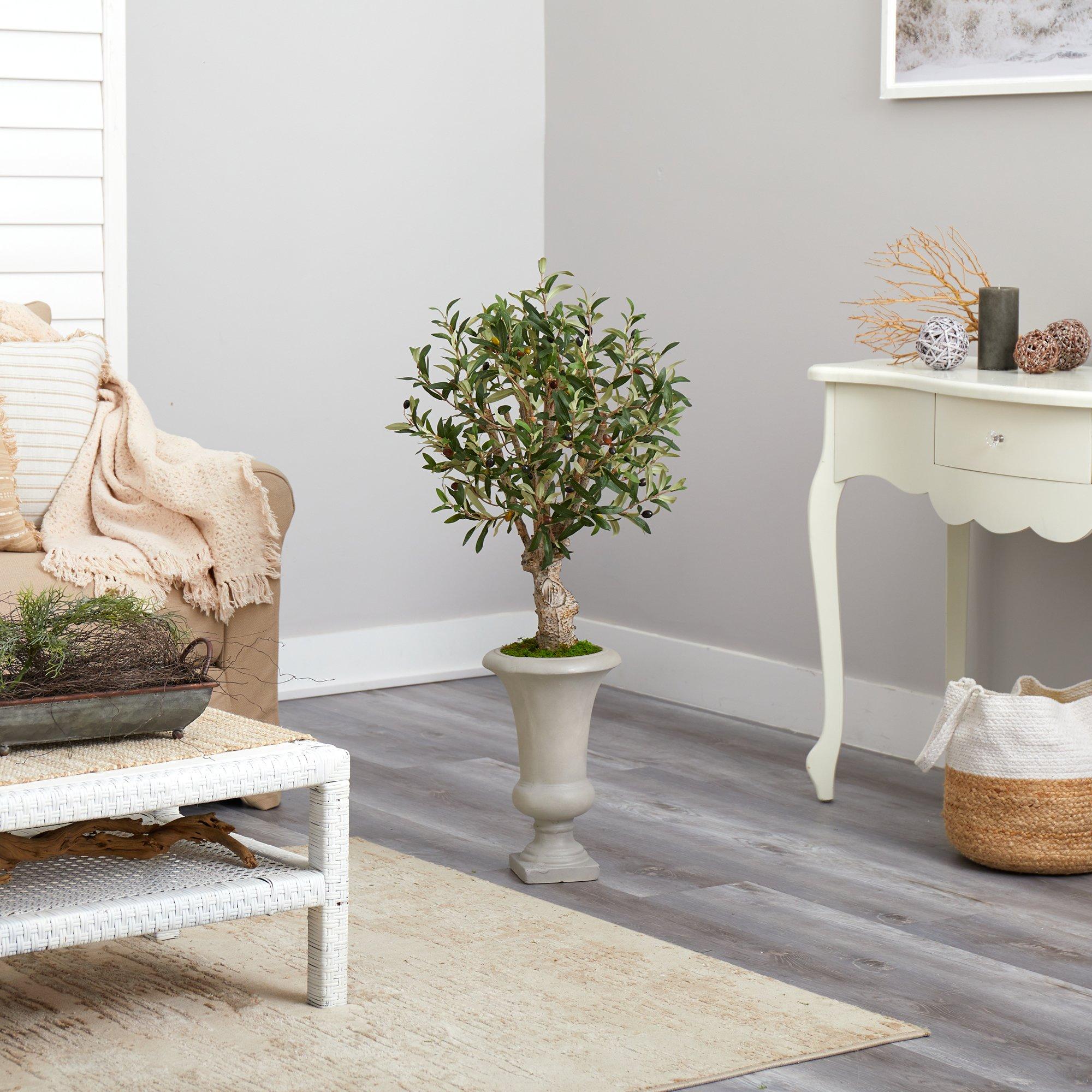3.5’ Olive Artificial Tree in Sand Colored Urn - Image 4
