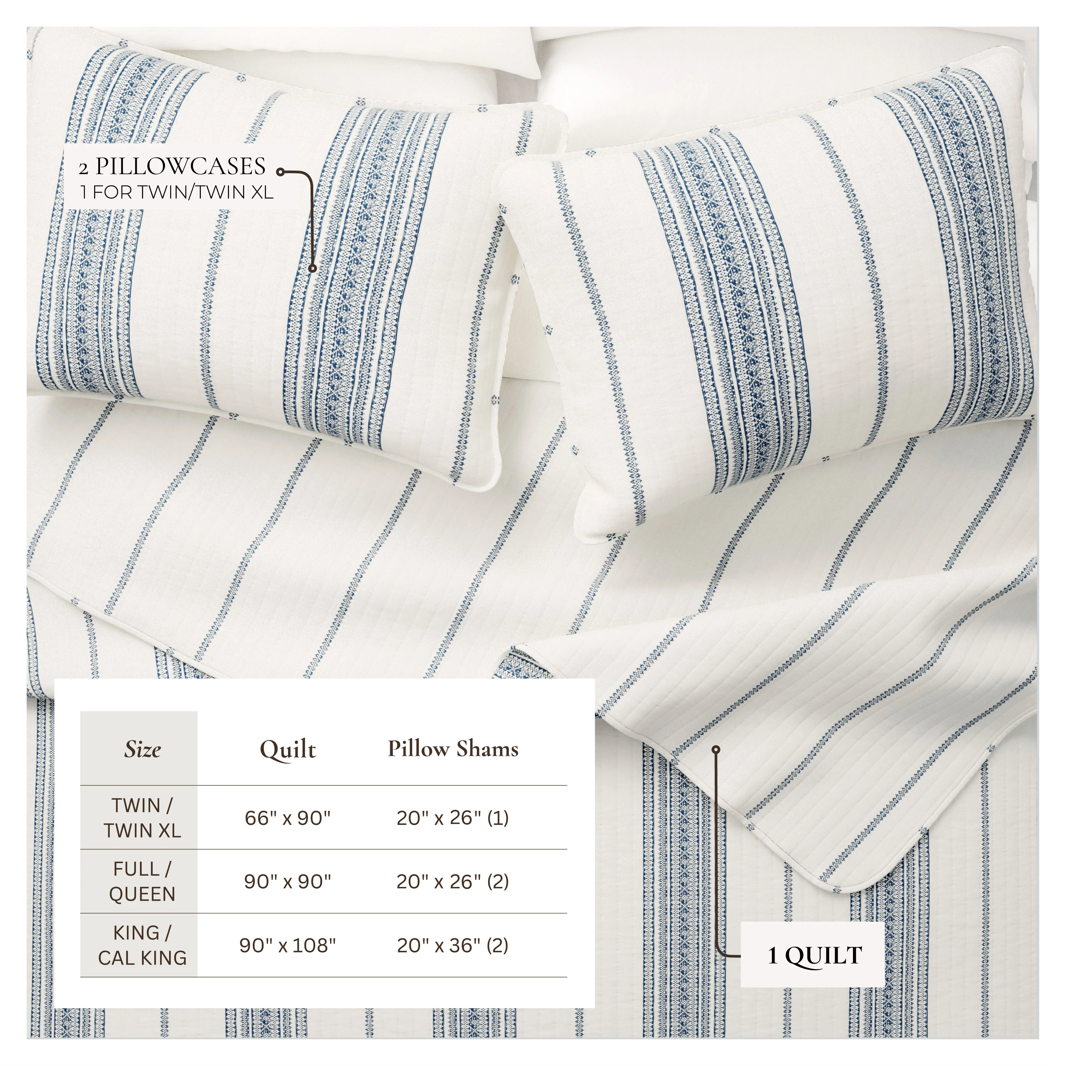 3-Piece Stripe Quilt - Wesley Collection - Image 5