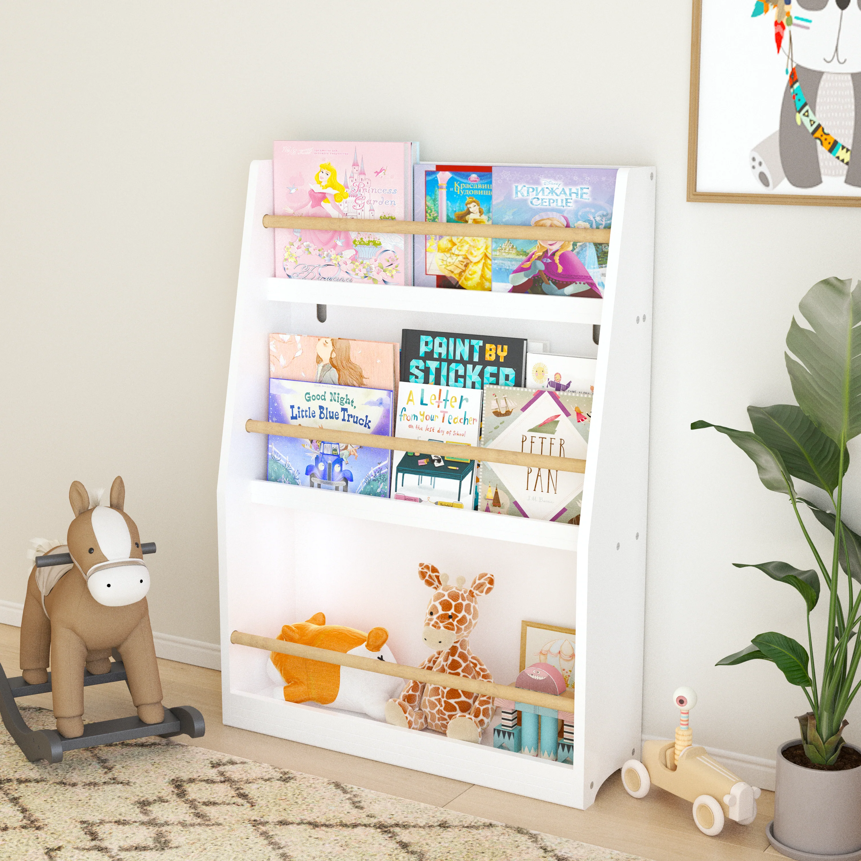 3 Tier Kids Bookshelf, White - Image 5