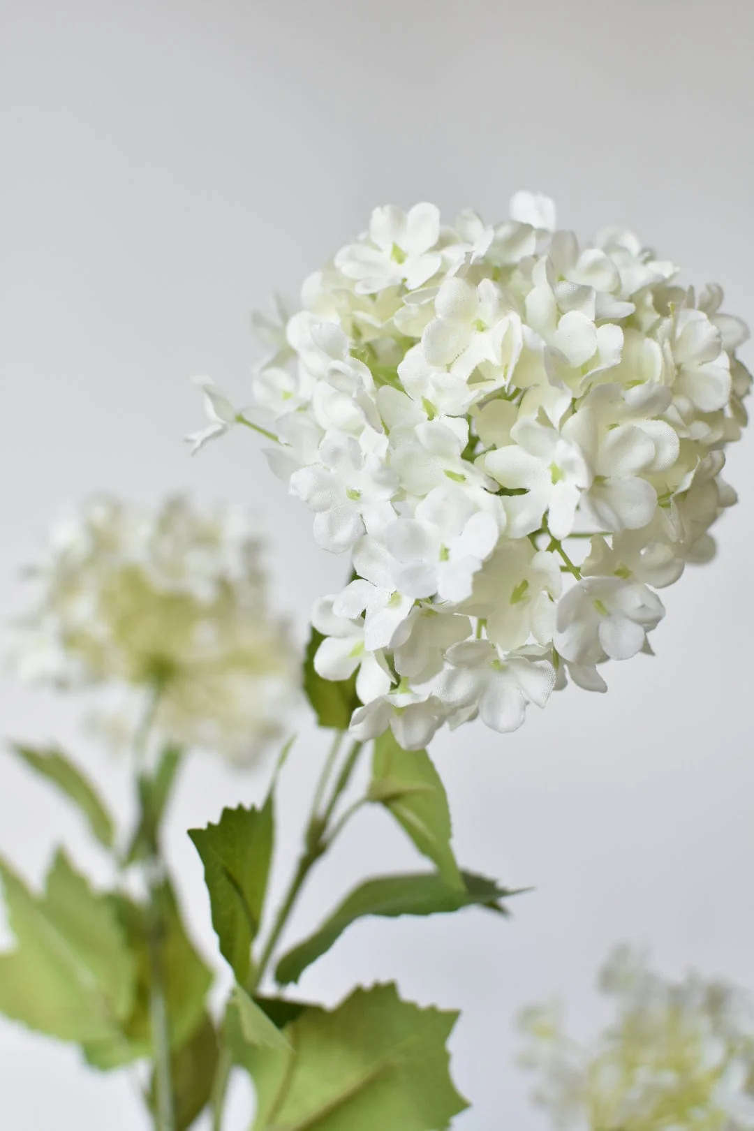 34" Faux White Snowball Hydrangea Stem