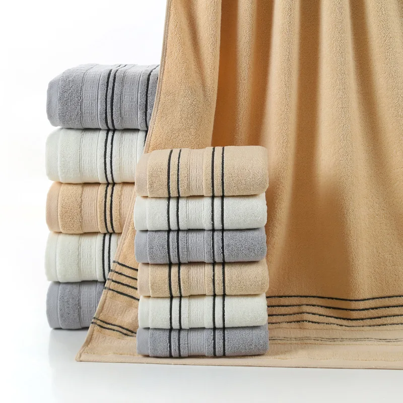 3 Pieces Grey Cotton Towel Set for Men Toalla 2pc Face Washcloth, Hand Towel, 1pc Bath Towel, Camping Shower Towels, Bathroom - Image 3