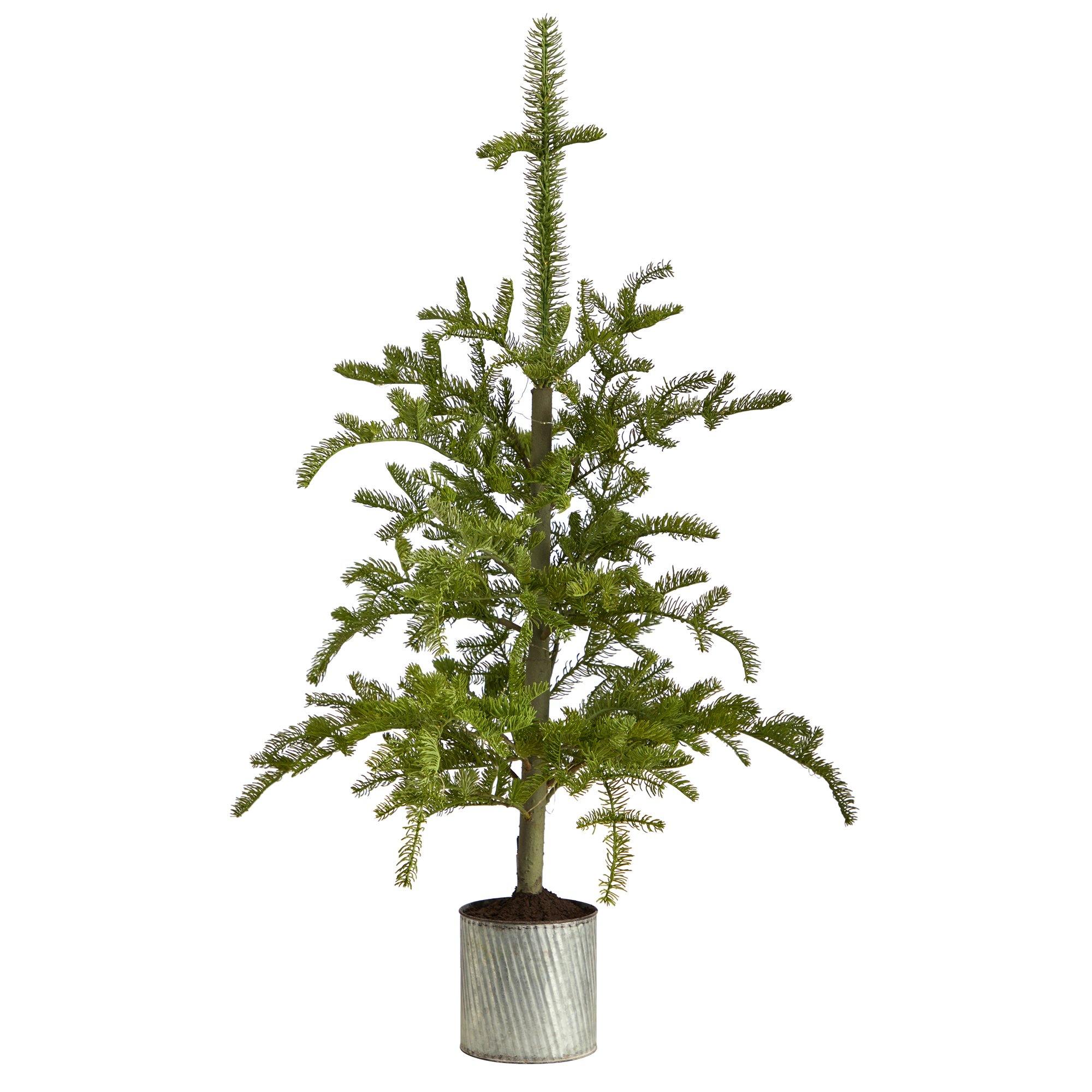 4.5’ Pre-Lit Christmas Pine Artificial Tree in Decorative Planter - Image 3