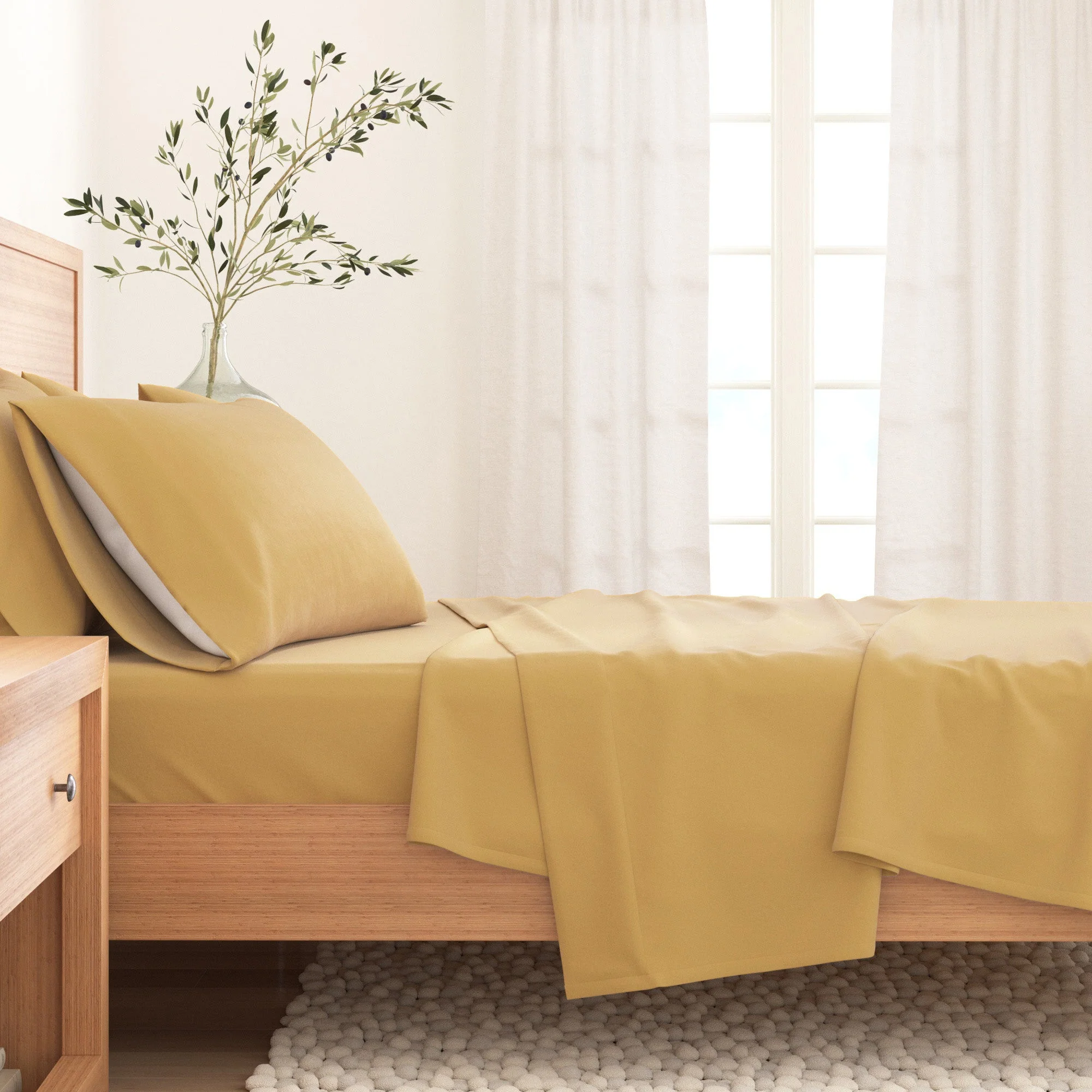 4-Piece Cotton Solid Flannel Sheet - Nordic Collection - Image 27