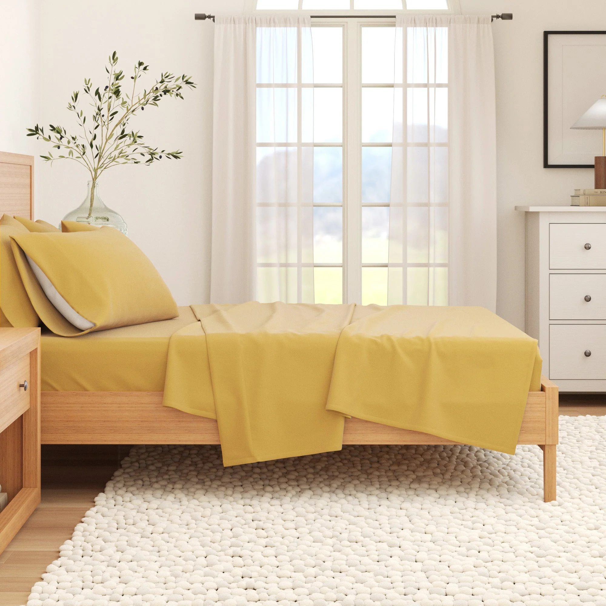 4-Piece Cotton Solid Flannel Sheet - Nordic Collection - Image 30