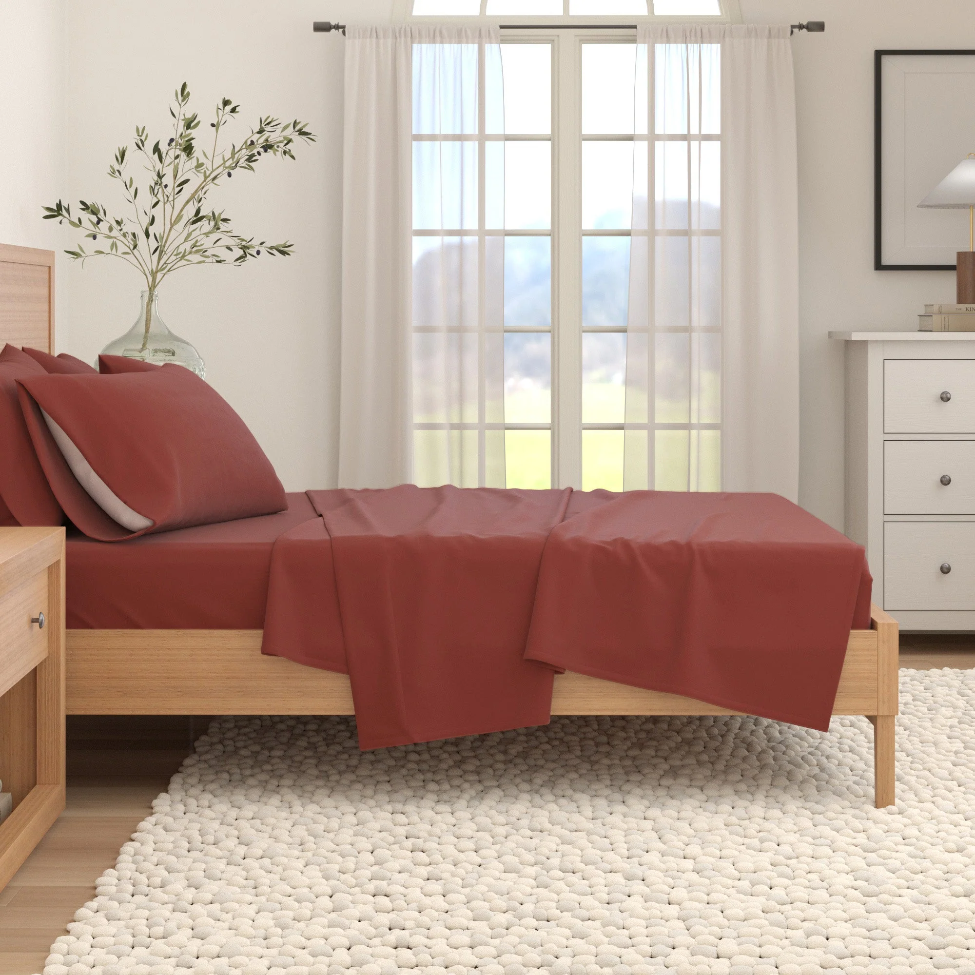 4-Piece Cotton Solid Flannel Sheet - Nordic Collection - Image 42