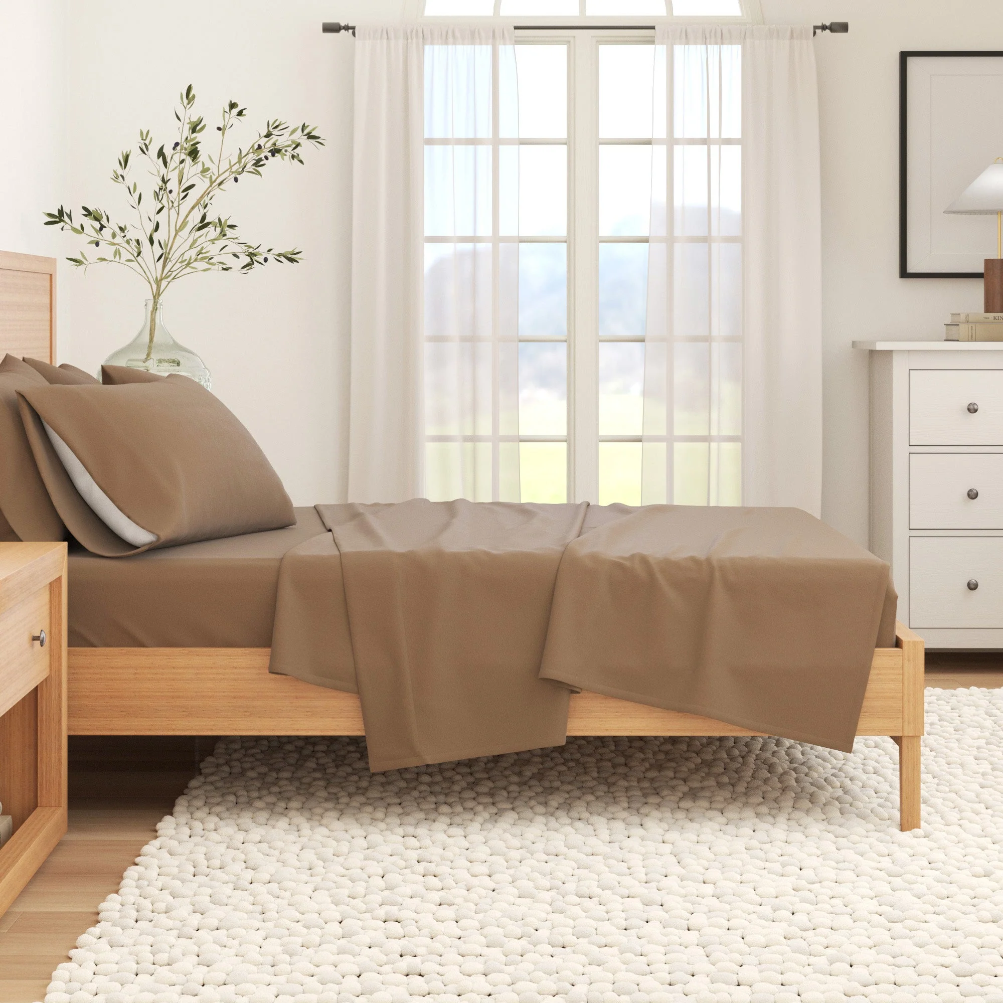 4-Piece Cotton Solid Flannel Sheet - Nordic Collection - Image 53