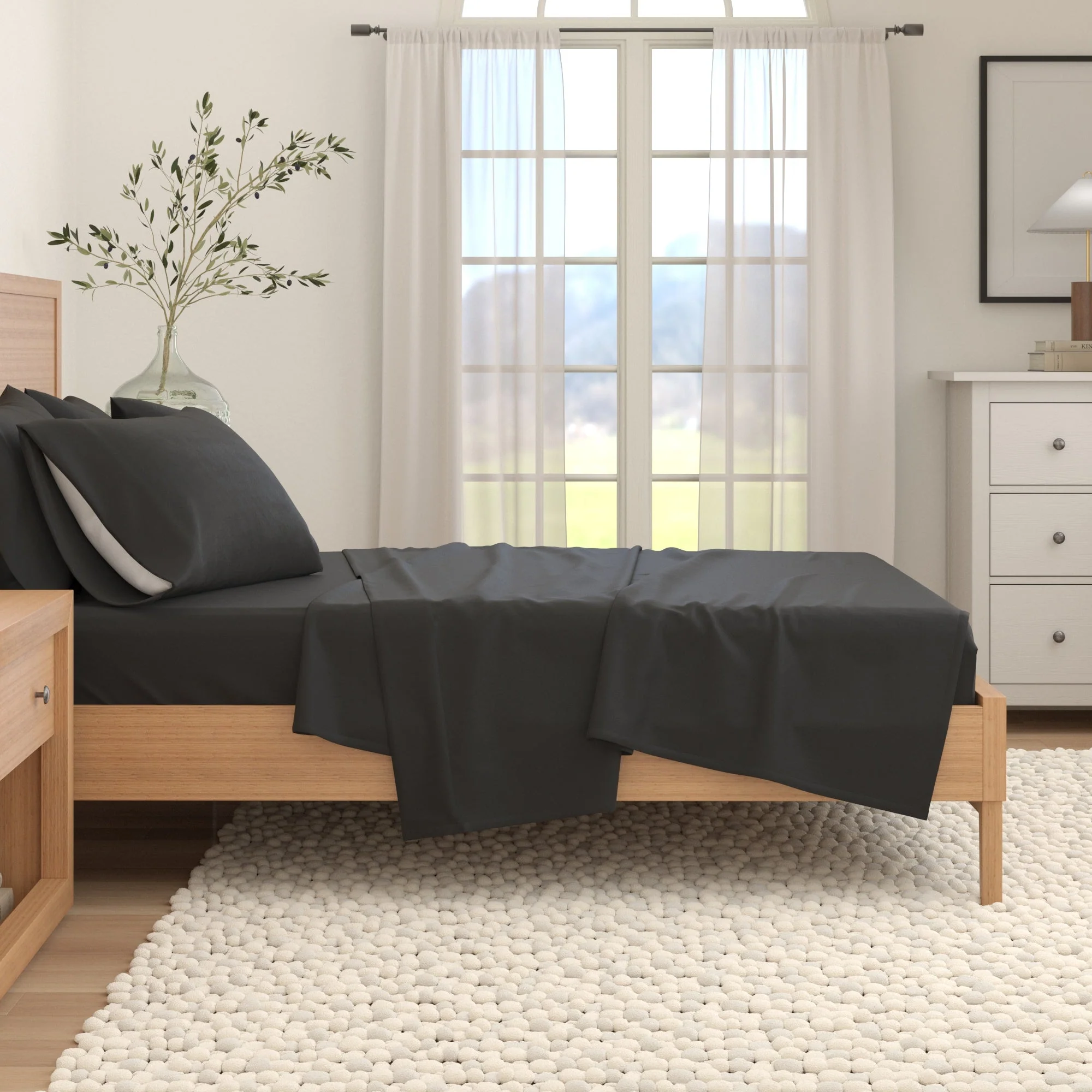 4-Piece Cotton Solid Flannel Sheet - Nordic Collection - Image 65