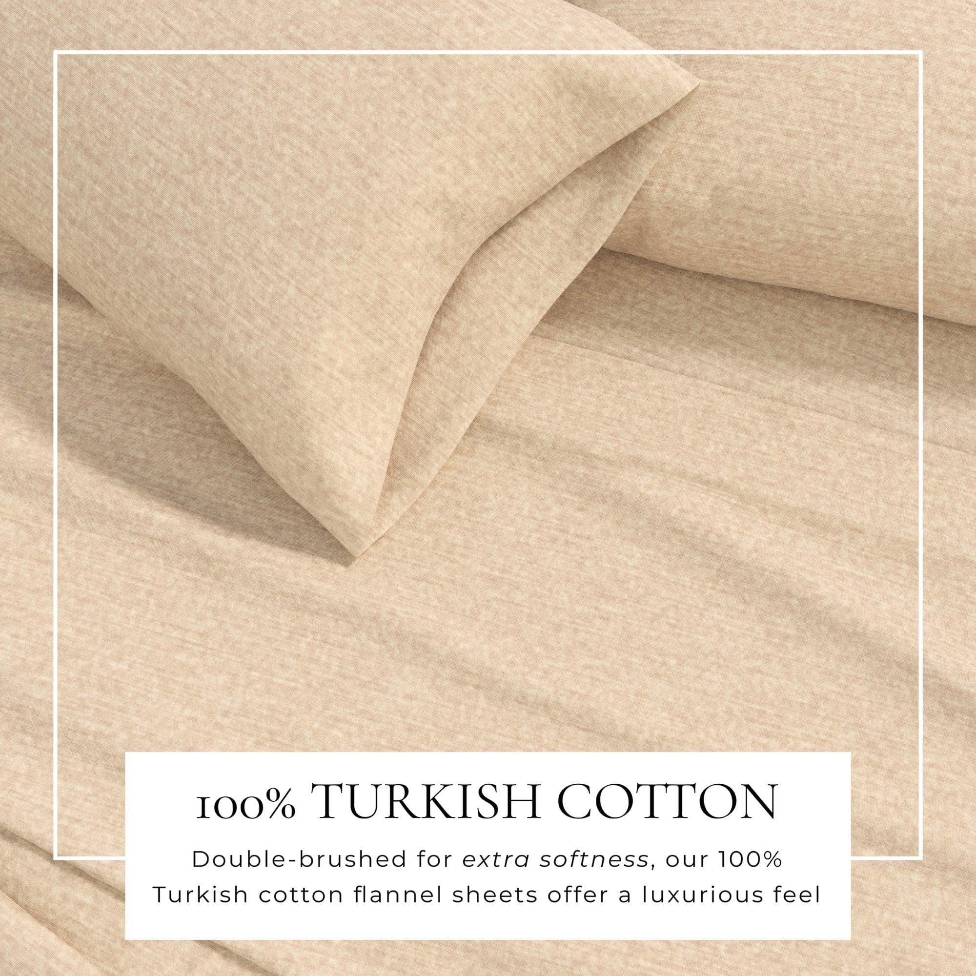 4 Piece Heathered Solid Cotton Blend Flannel Sheet Set - Anders Collection - Image 2