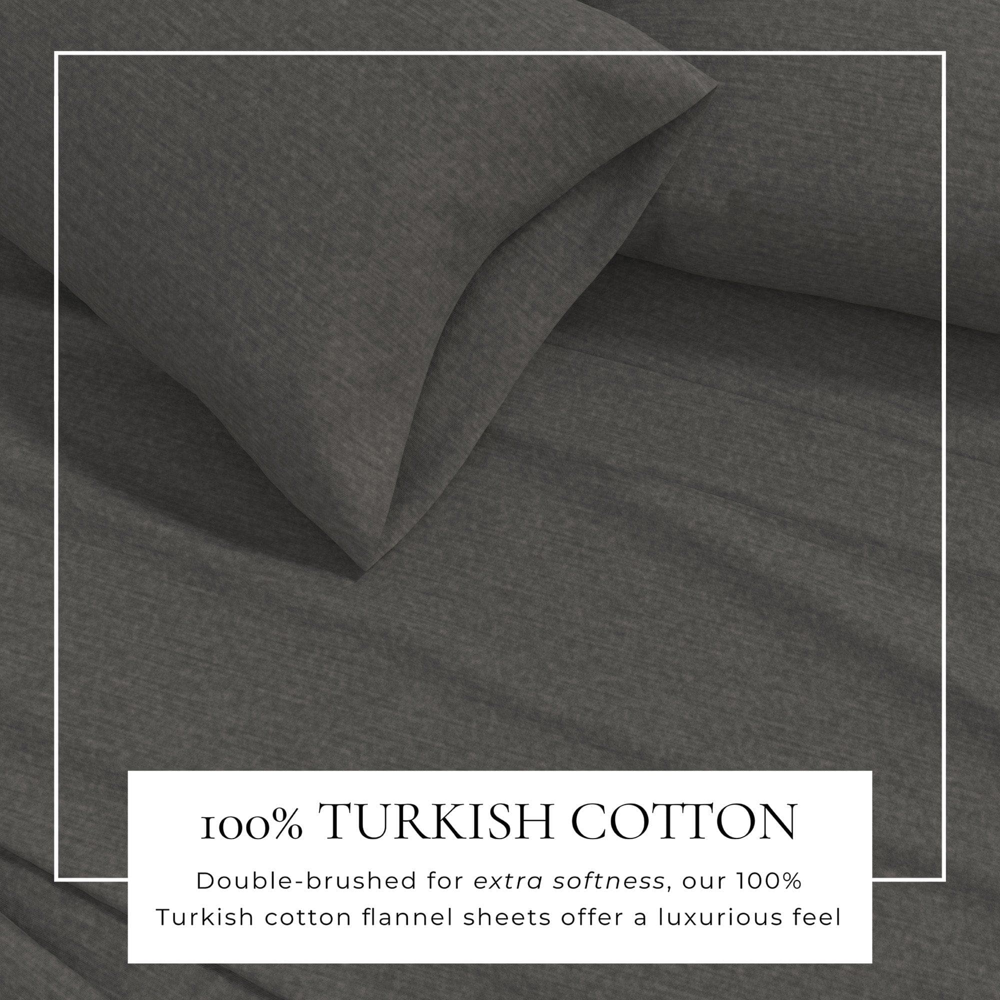 4 Piece Heathered Solid Cotton Blend Flannel Sheet Set - Anders Collection - Image 26