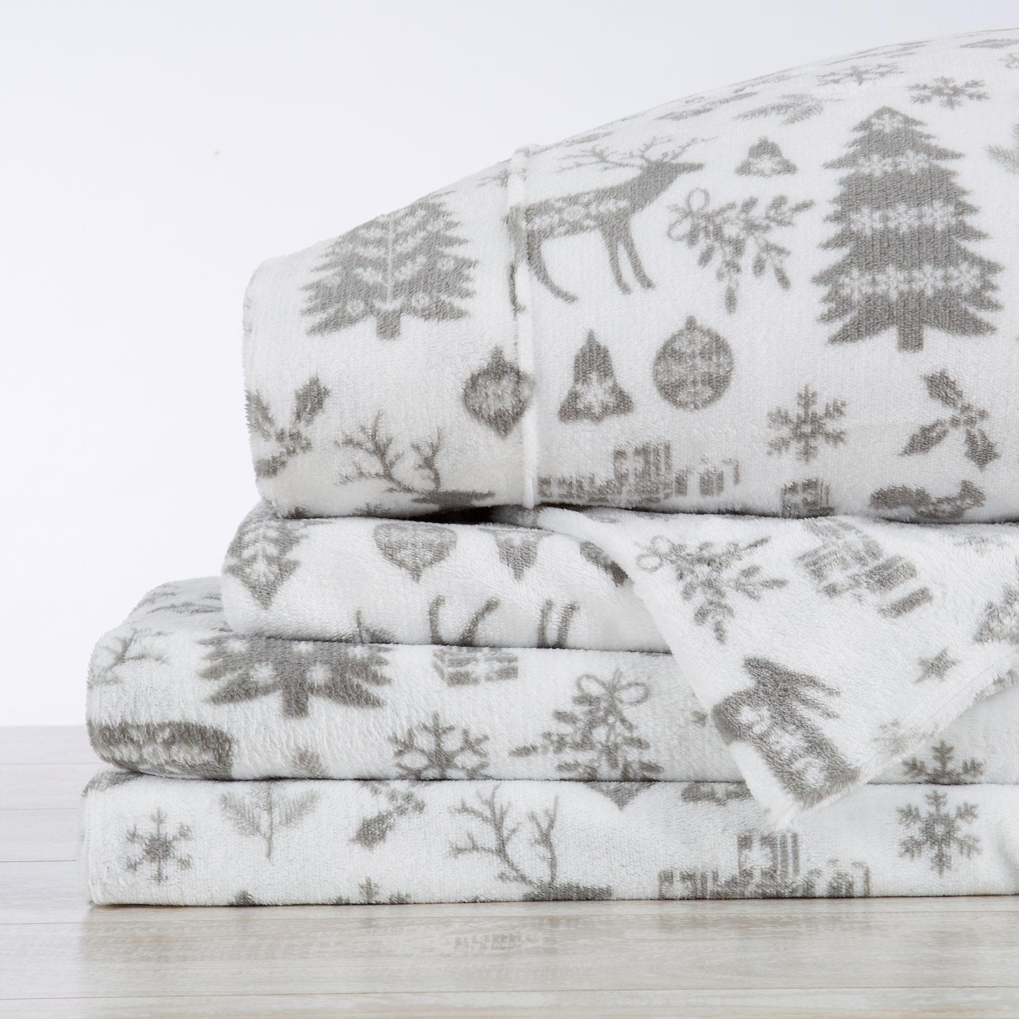 4-Piece Printed Plush Sheet - Velvet Luxe Collection - Image 67