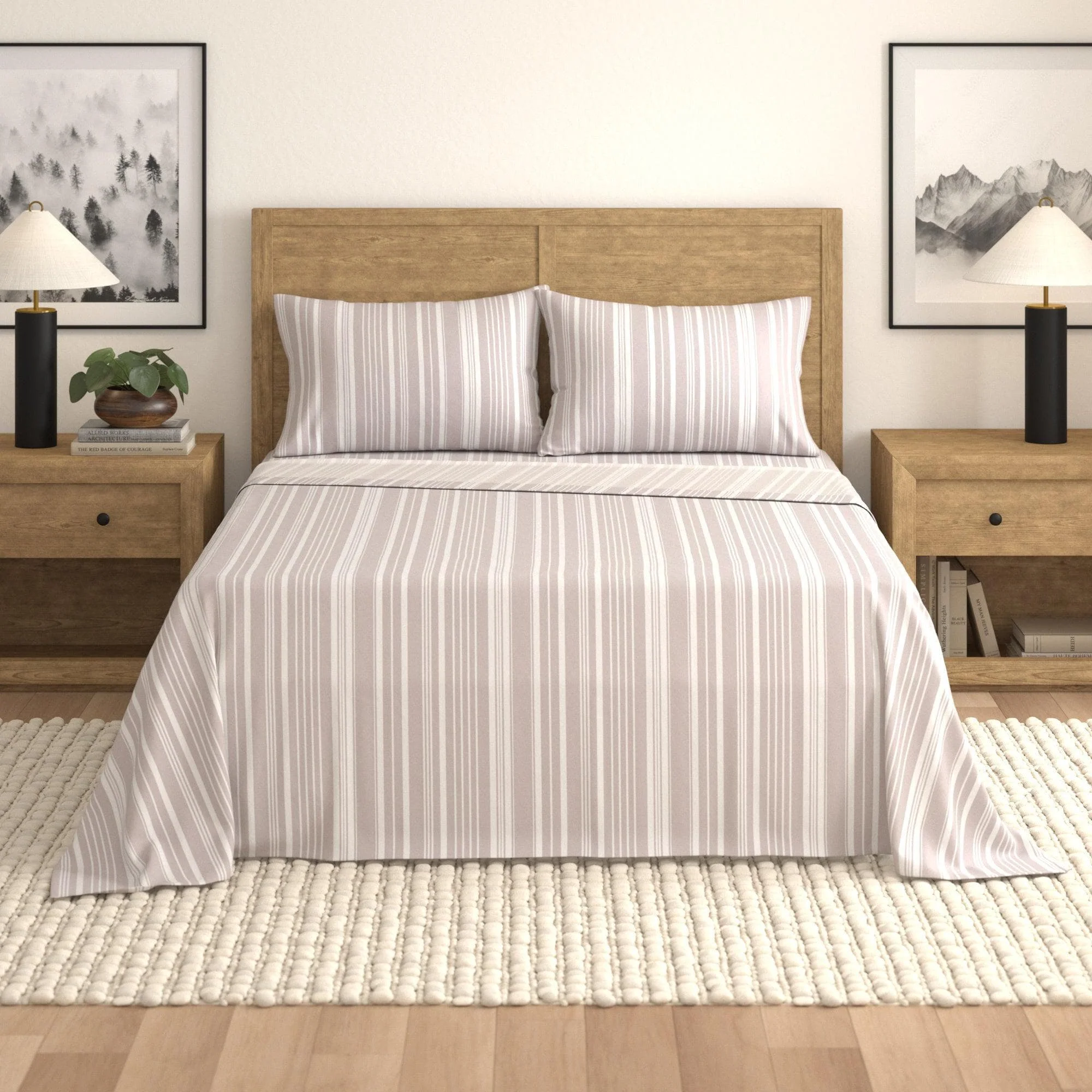 4-Piece Striped Microfiber Sheet Set - Elouise Collection - Image 38