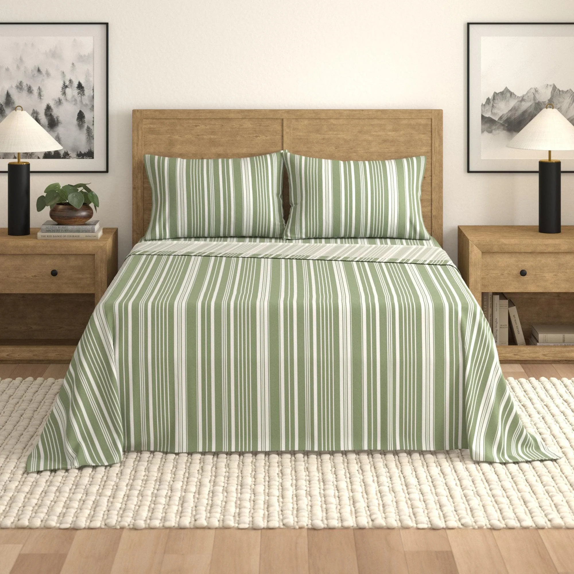 4-Piece Striped Microfiber Sheet Set - Elouise Collection - Image 43