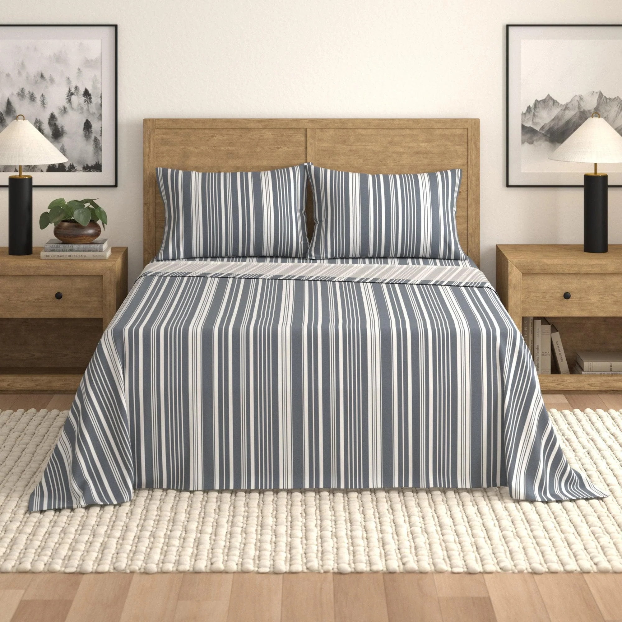 4-Piece Striped Microfiber Sheet Set - Elouise Collection - Image 55