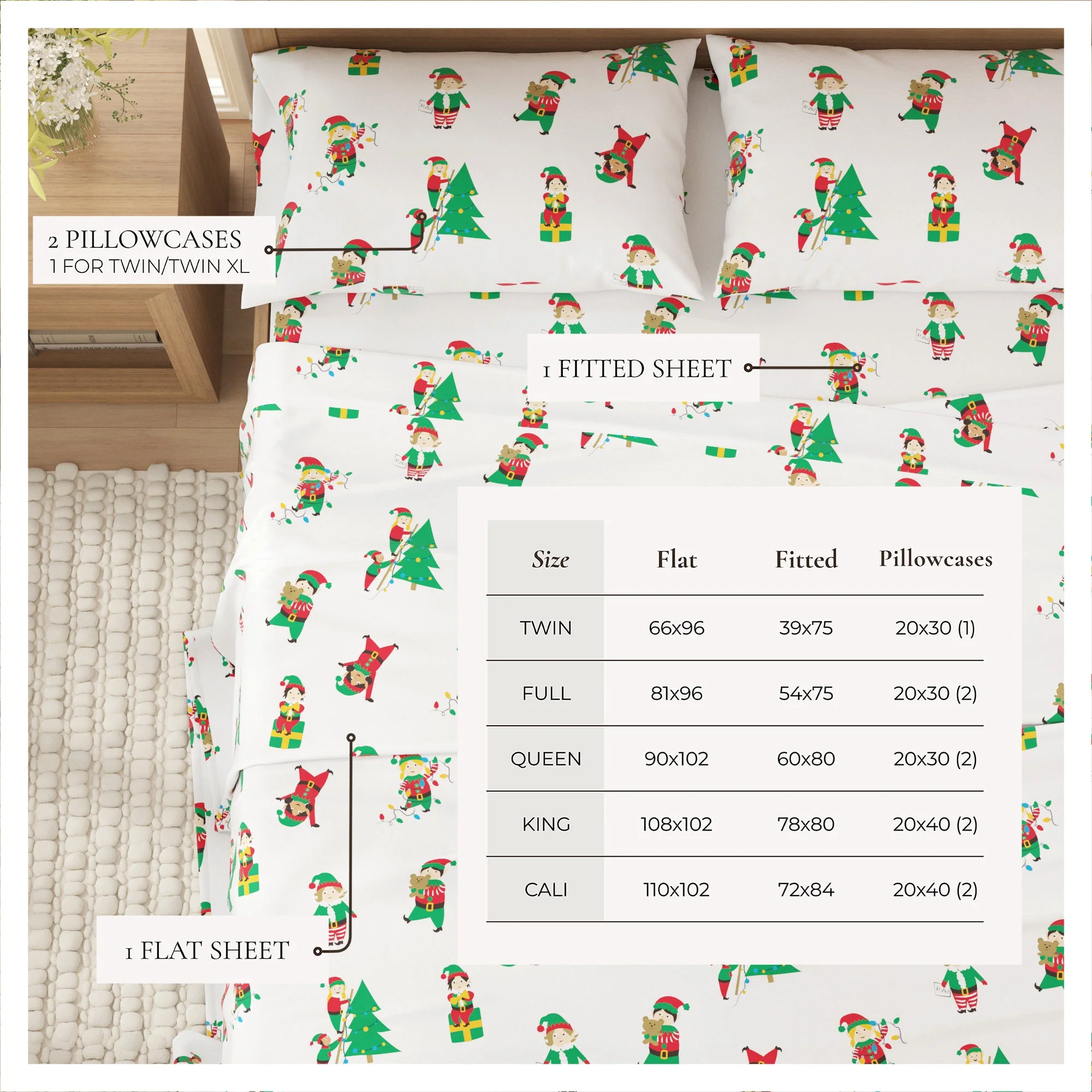 4-Piece Turkish Cotton Christmas Flannel Sheet - Whittaker Collection - Image 32