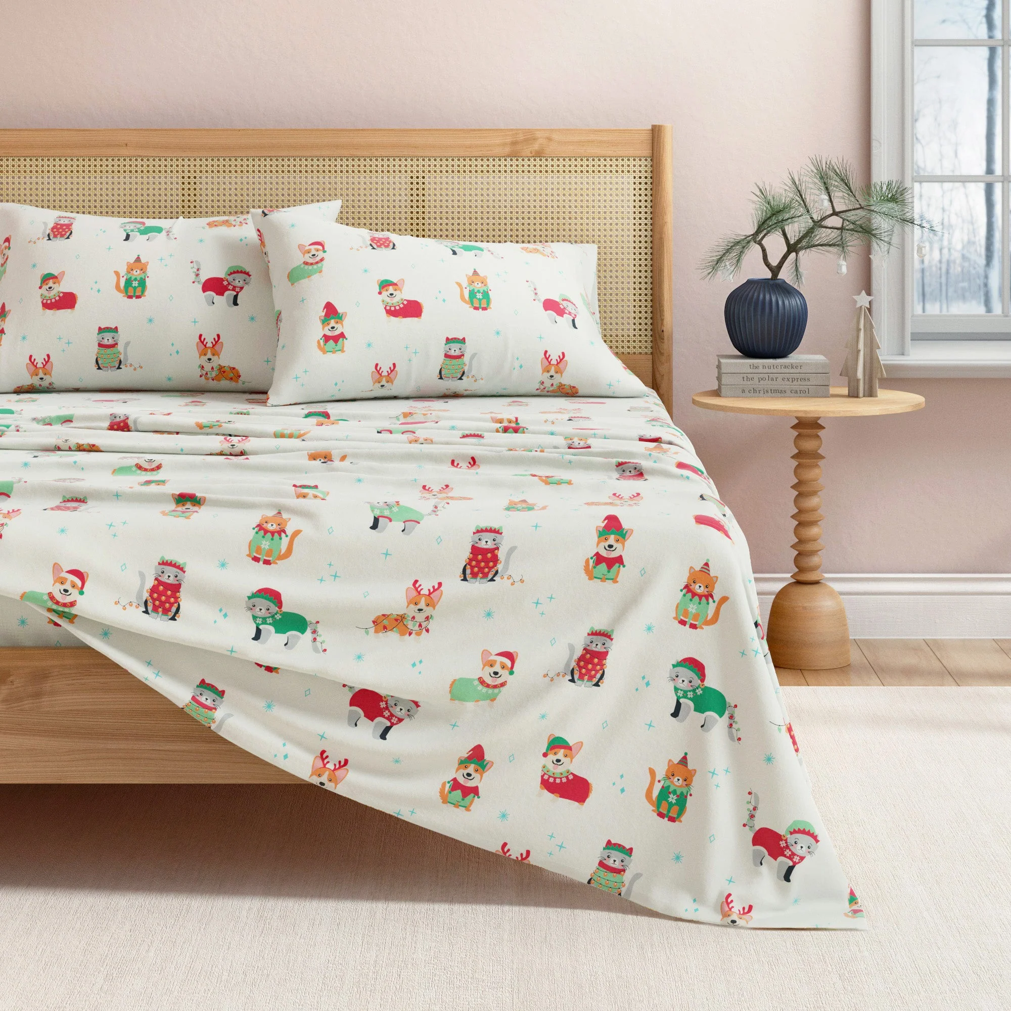 4-Piece Turkish Cotton Christmas Flannel Sheet - Whittaker Collection - Image 40