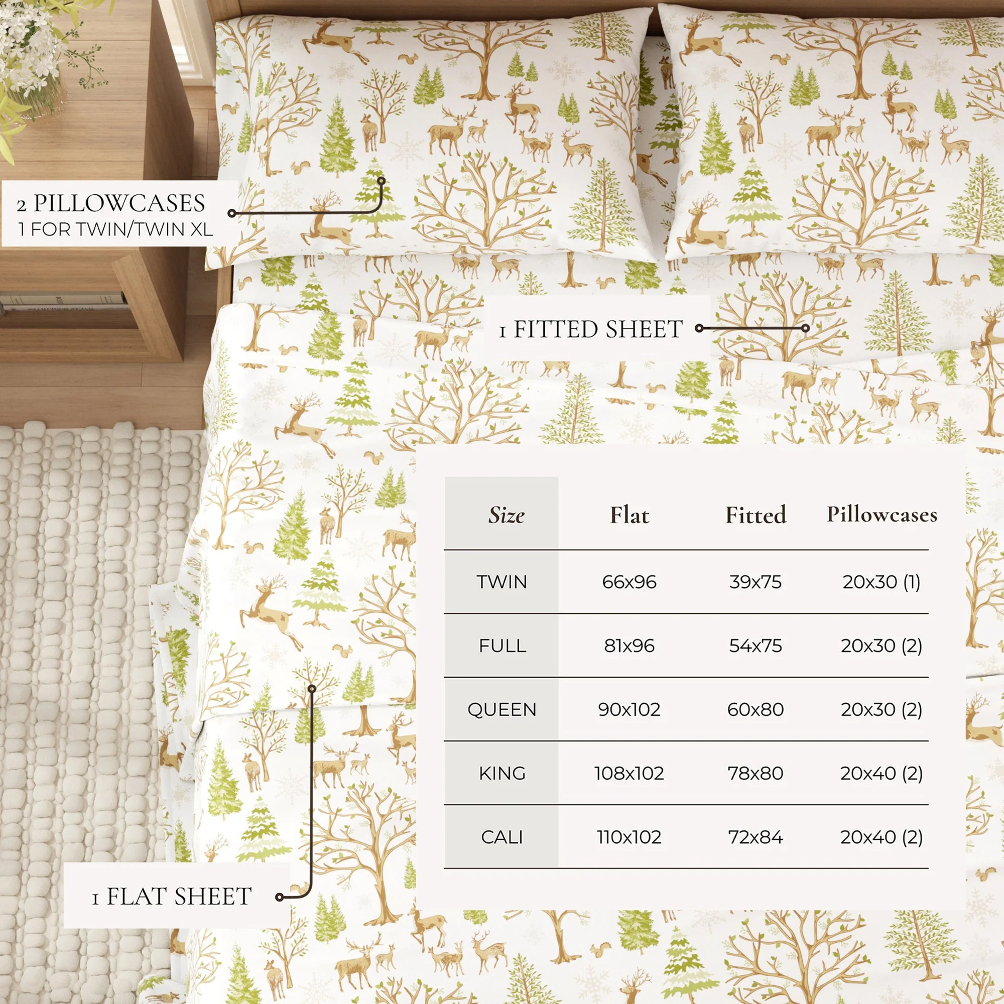 4-Piece Turkish Cotton Flannel Sheet - Lakeview Collection - Image 16