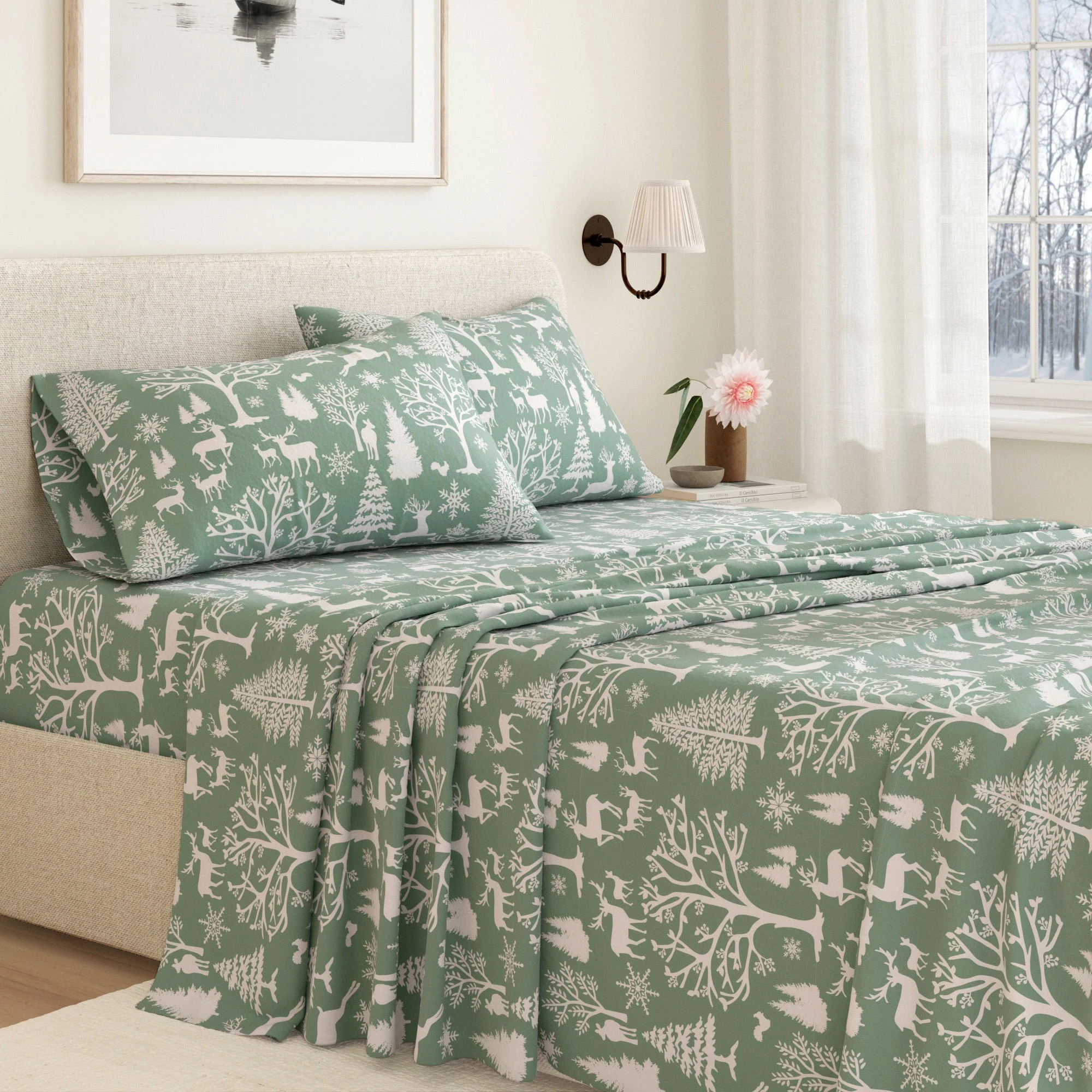 4-Piece Turkish Cotton Flannel Sheet - Lakeview Collection - Image 28