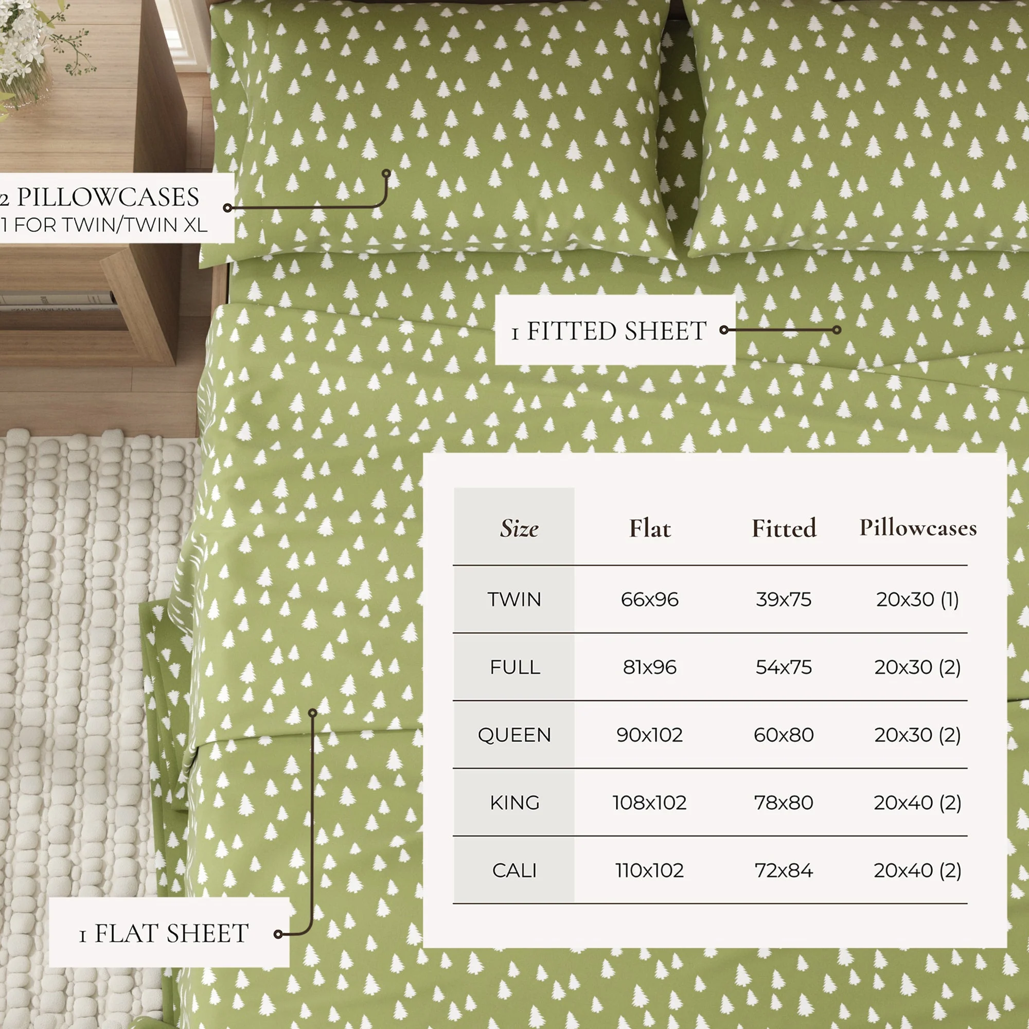 4-Piece Turkish Cotton Flannel Sheet - Lakeview Collection - Image 38