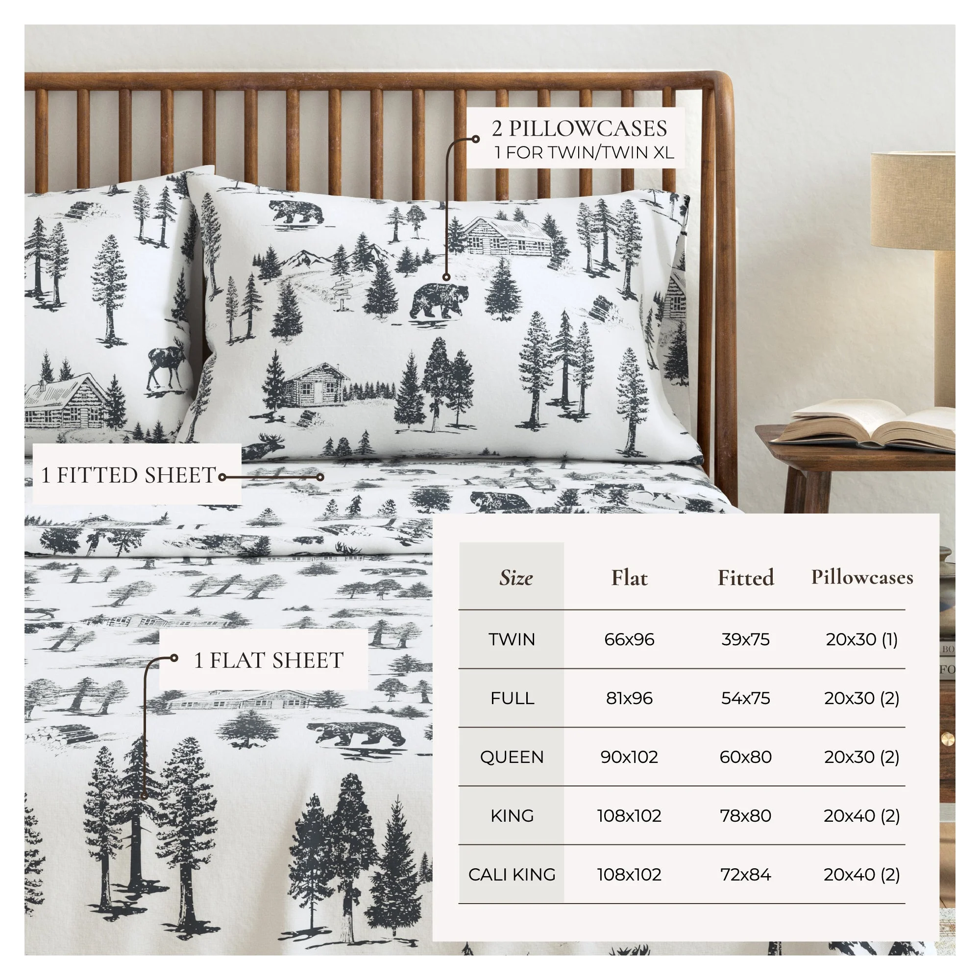 4-Piece Turkish Cotton Flannel Sheet - Lakeview Collection - Image 42