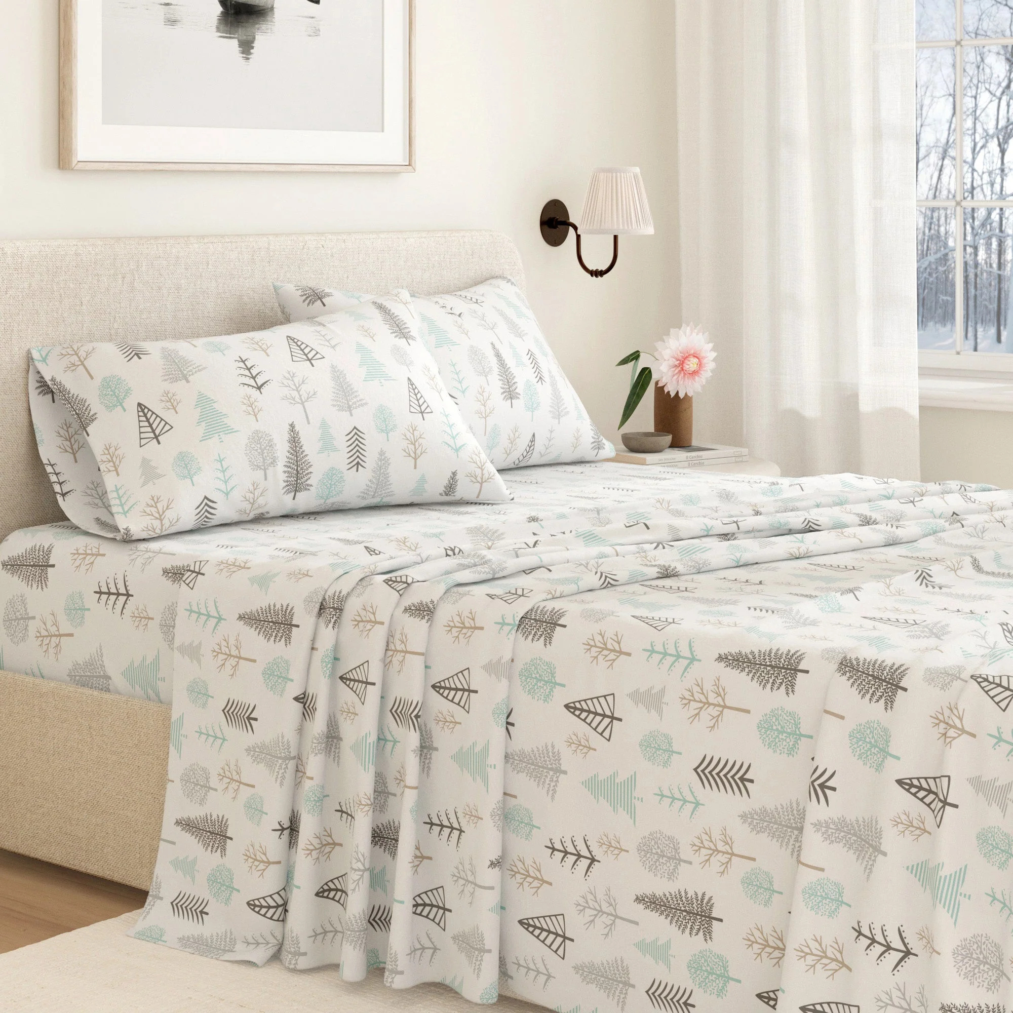 4-Piece Turkish Cotton Flannel Sheet - Lakeview Collection - Image 50