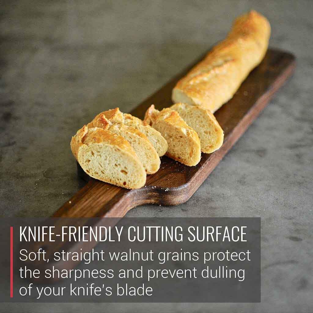 4 x 20 Walnut Cutting Board and Bread Paddle with Handle - Image 4