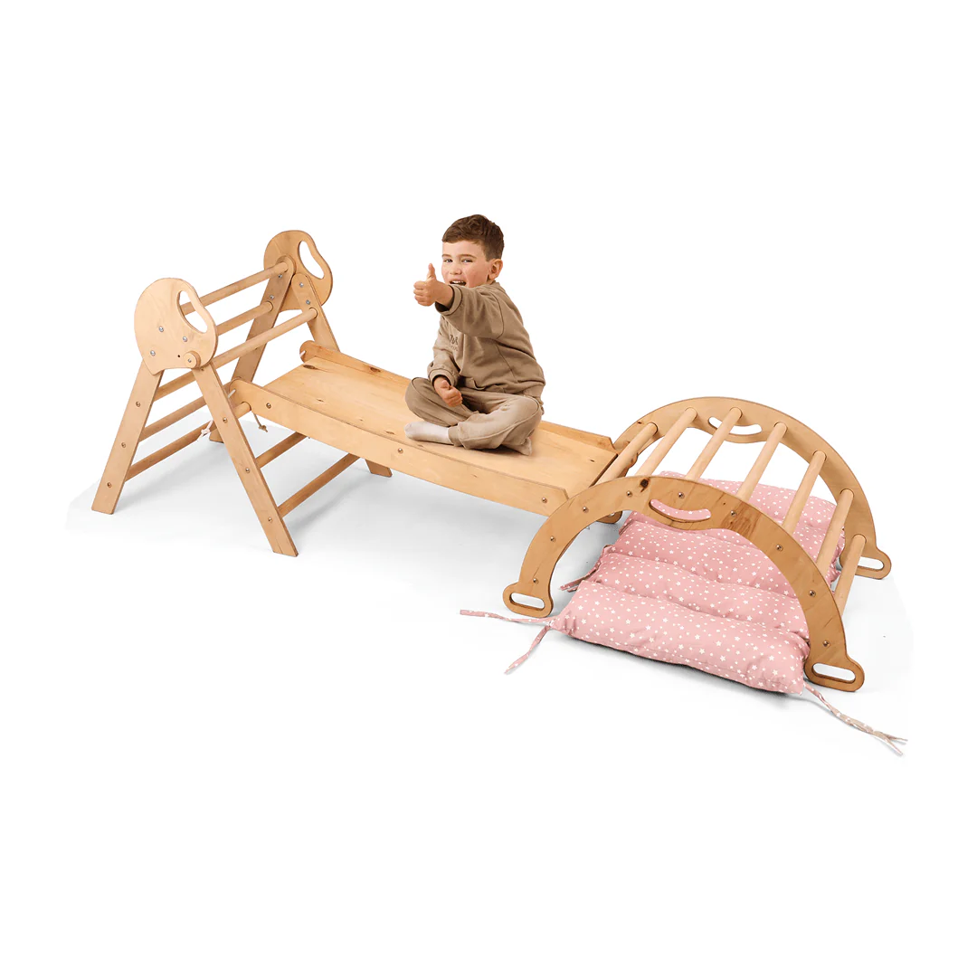 4-in-1 Montessori Climbing Set: Pikler Triangle, Arch, Slide Board, and Cushion for Toddlers (1–3 Years) - Image 12