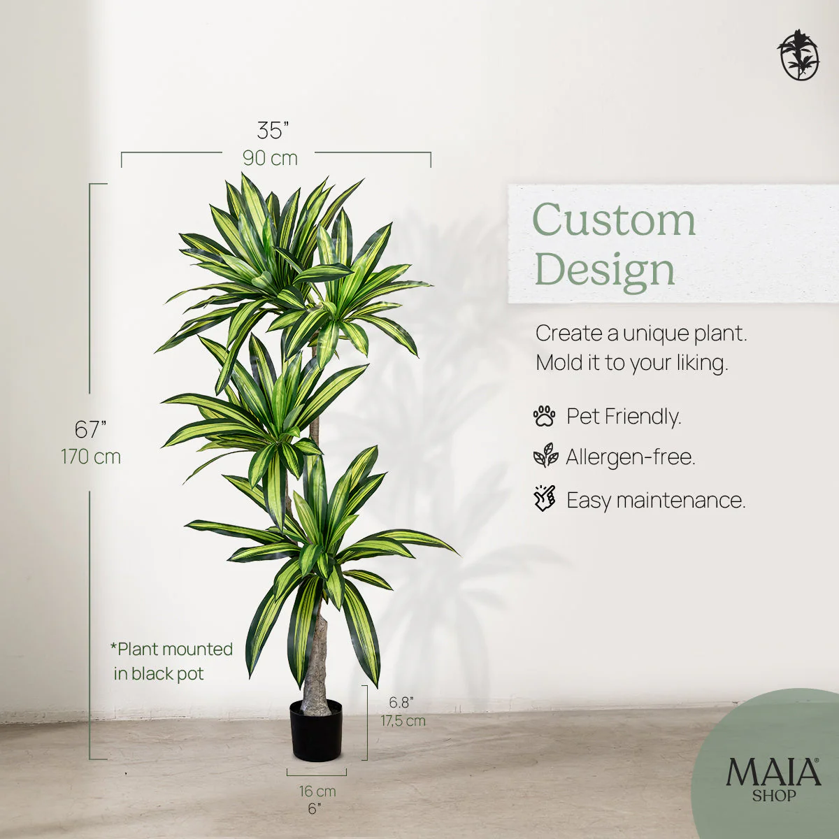 5.5ft Artificial Dracaena Tree - Image 3