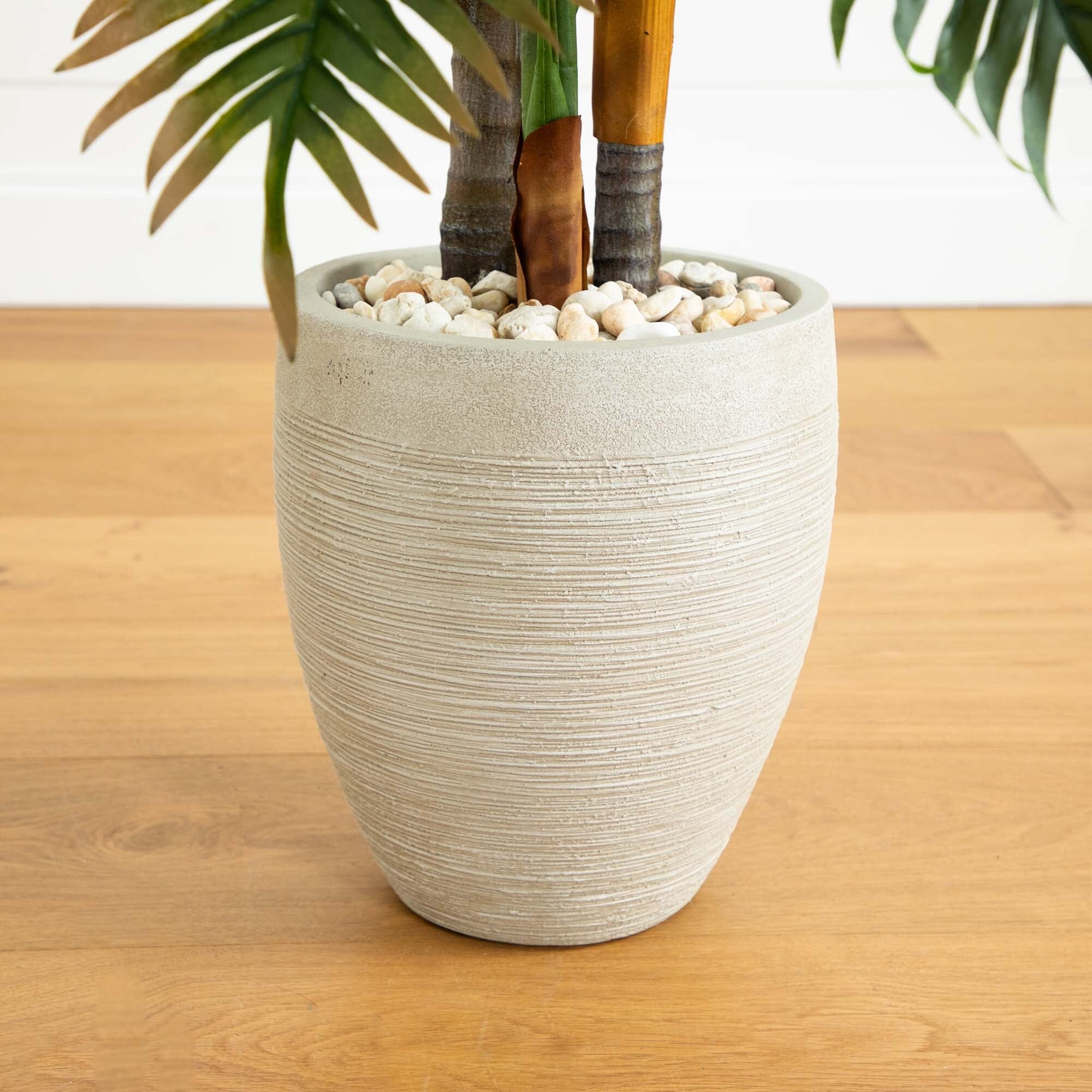 5’ Areca Palm Artificial Tree in Sand Colored Planter (Real Touch) - Image 3