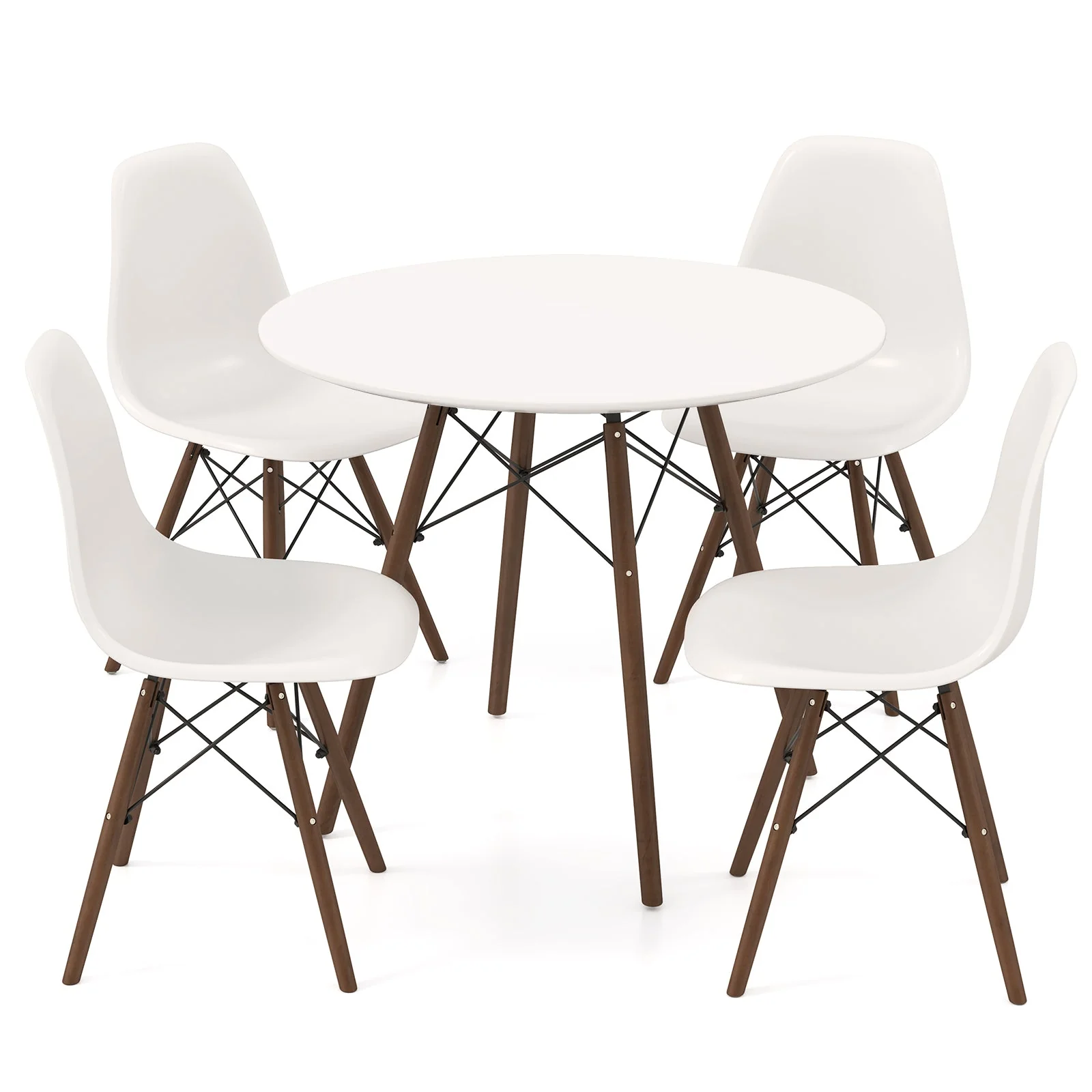 5 Pieces Dining Table Set With Solid Wood Leg - Beige - Image 4