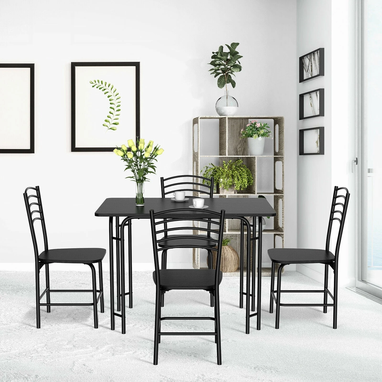 5 Piece Wooden Rectangular Dining Table Set - Image 2