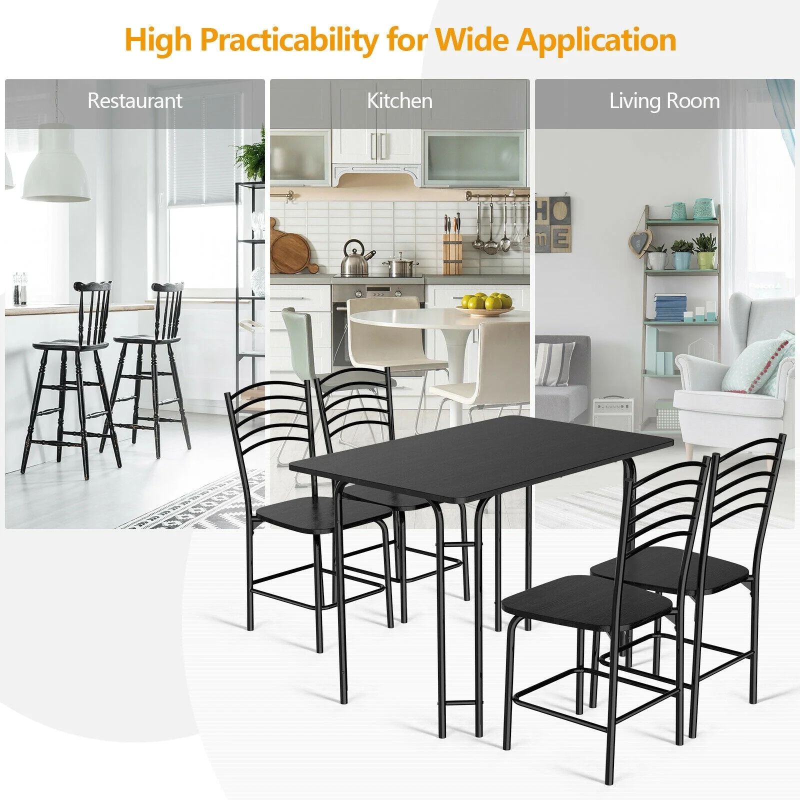 5 Piece Wooden Rectangular Dining Table Set - Image 7
