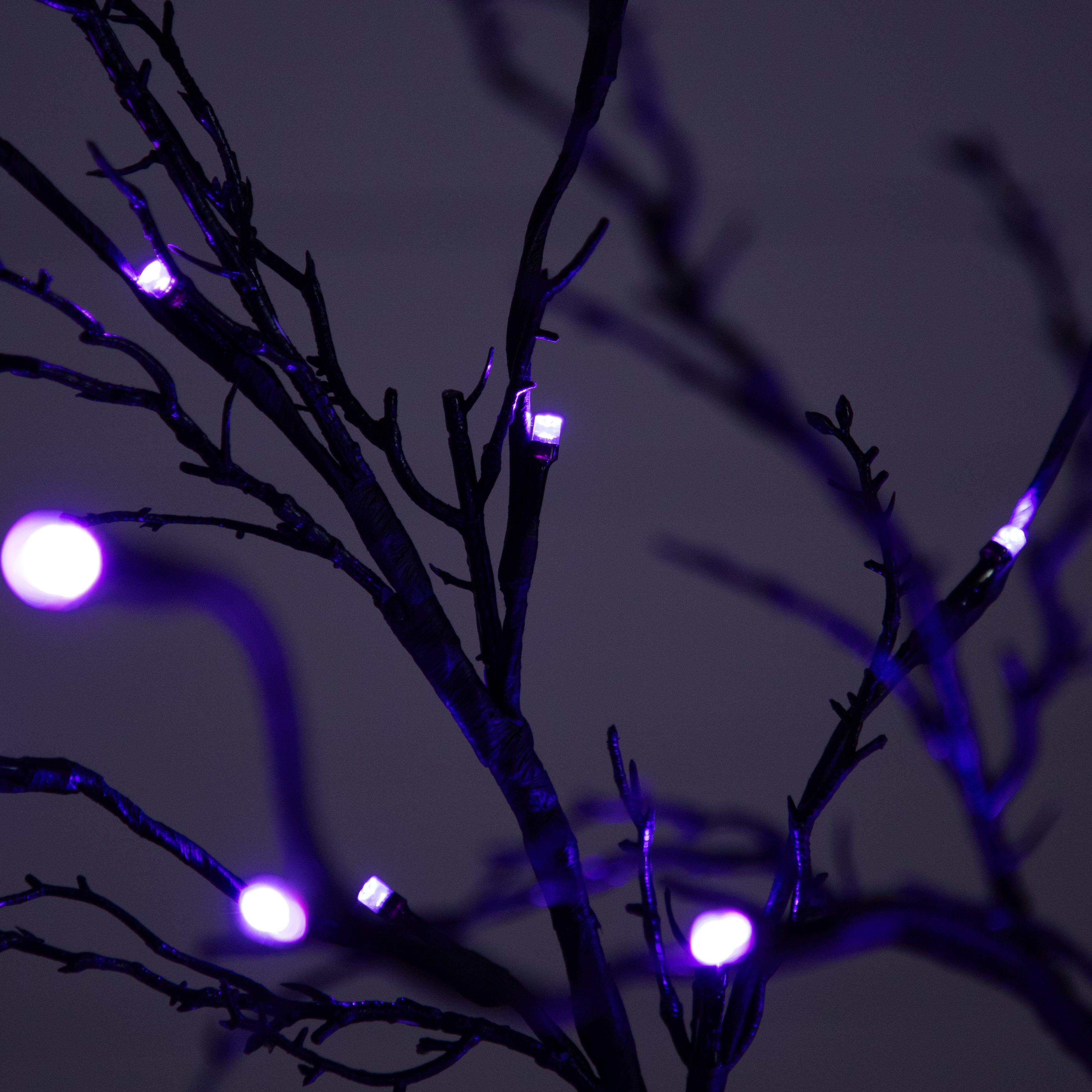 5’ Pre-Lit Halloween Deluxe Black Twig Artificial Tree with LED Lights - Image 5