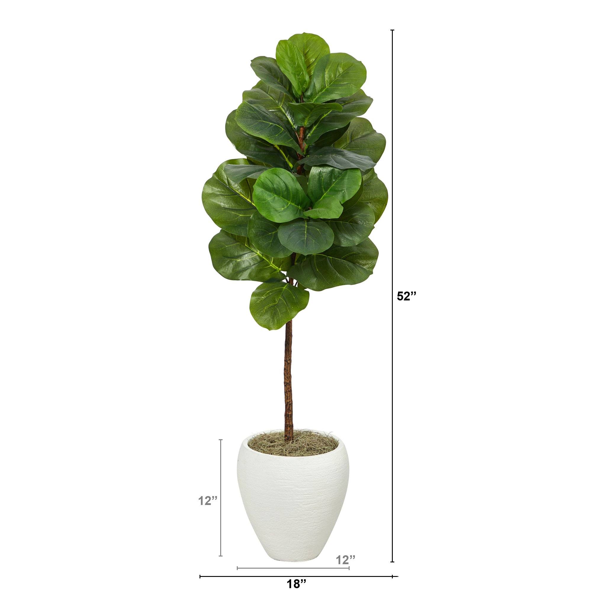 52” Fiddle Leaf Artificial Tree in White Planter - Image 2