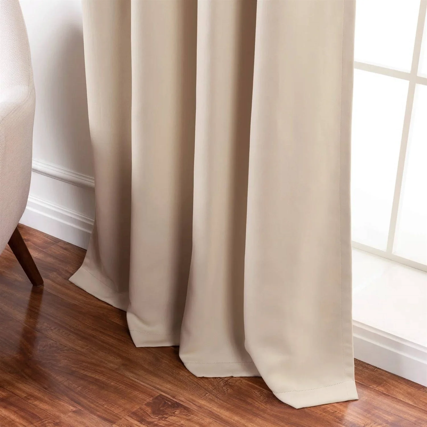 52 x 96 inch Solid Beige Cream Thermal Blackout Curtain Panels - Set of 2 - Image 4