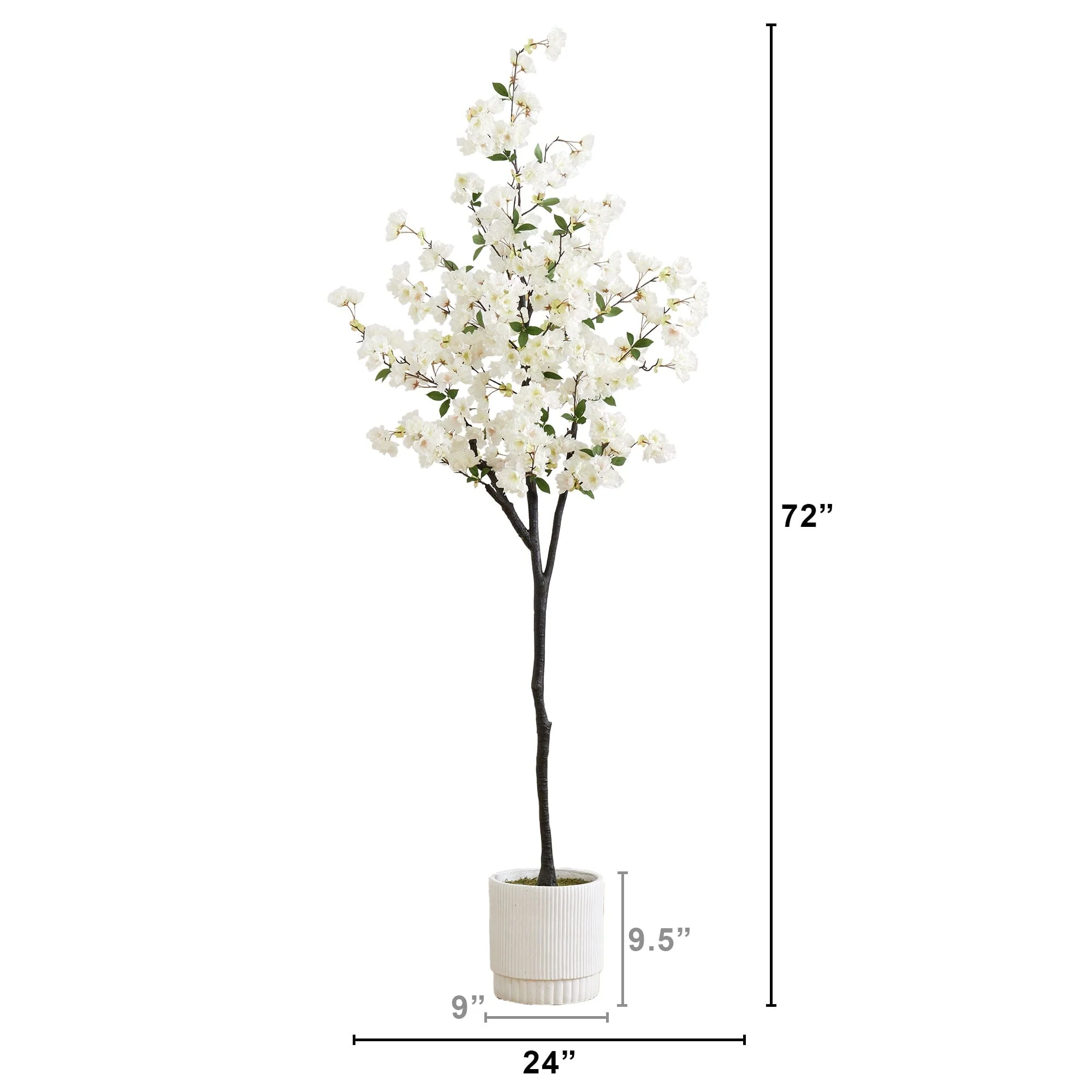 6’ Artificial Cherry Blossom Tree with White Decorative Planter - Image 6