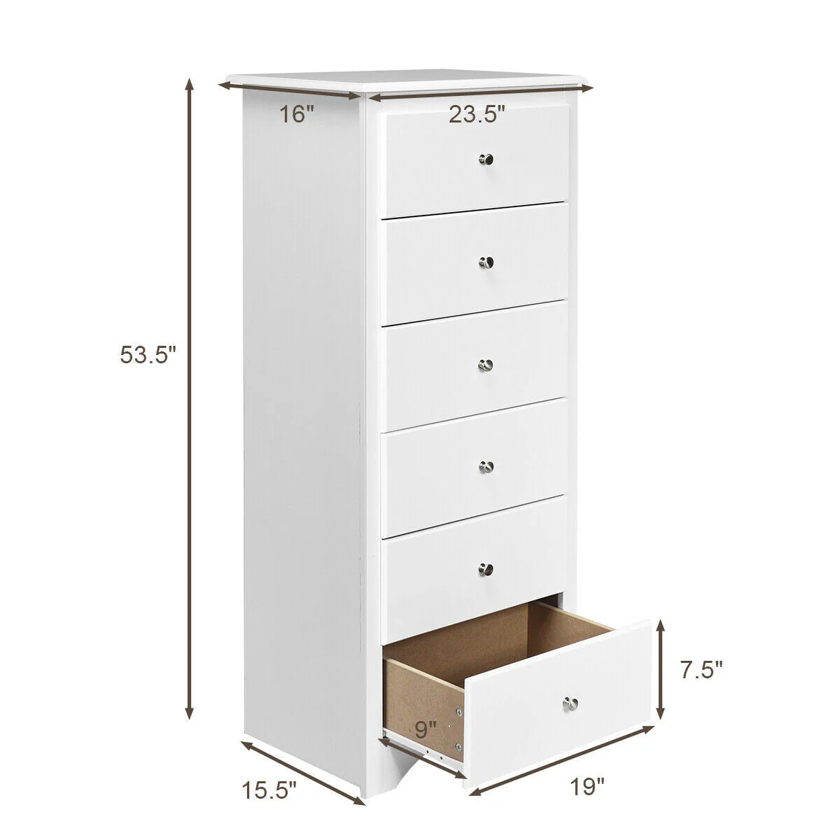 6 Drawers Chest Dresser - White - Image 5